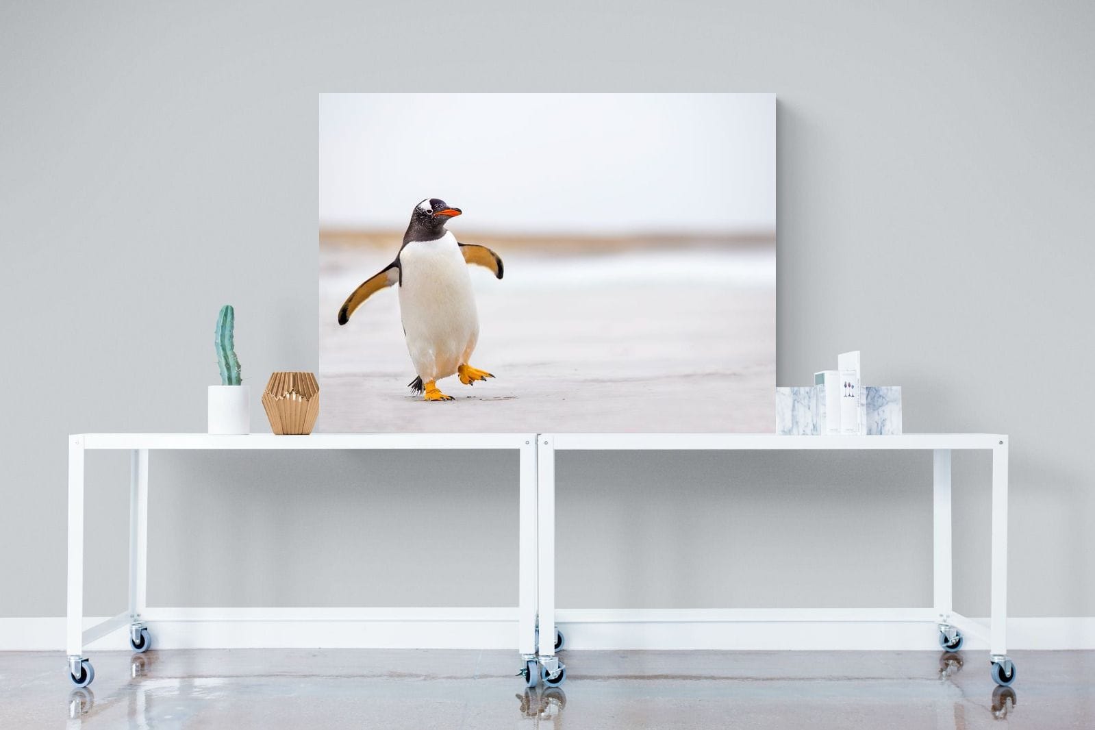 Penguin Steps-Wall_Art-120 x 90cm-Mounted Canvas-No Frame-Pixalot