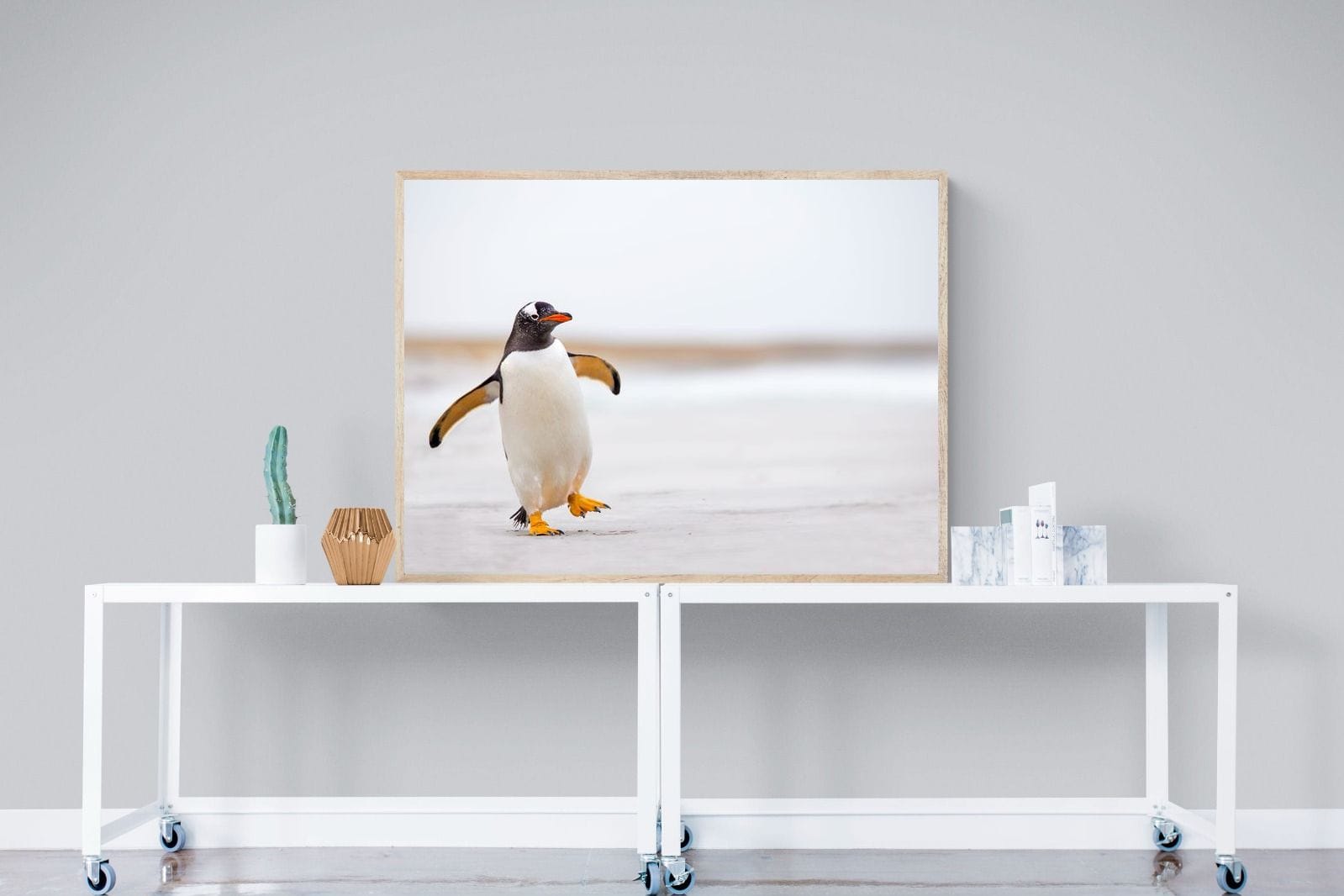 Penguin Steps-Wall_Art-120 x 90cm-Mounted Canvas-Wood-Pixalot