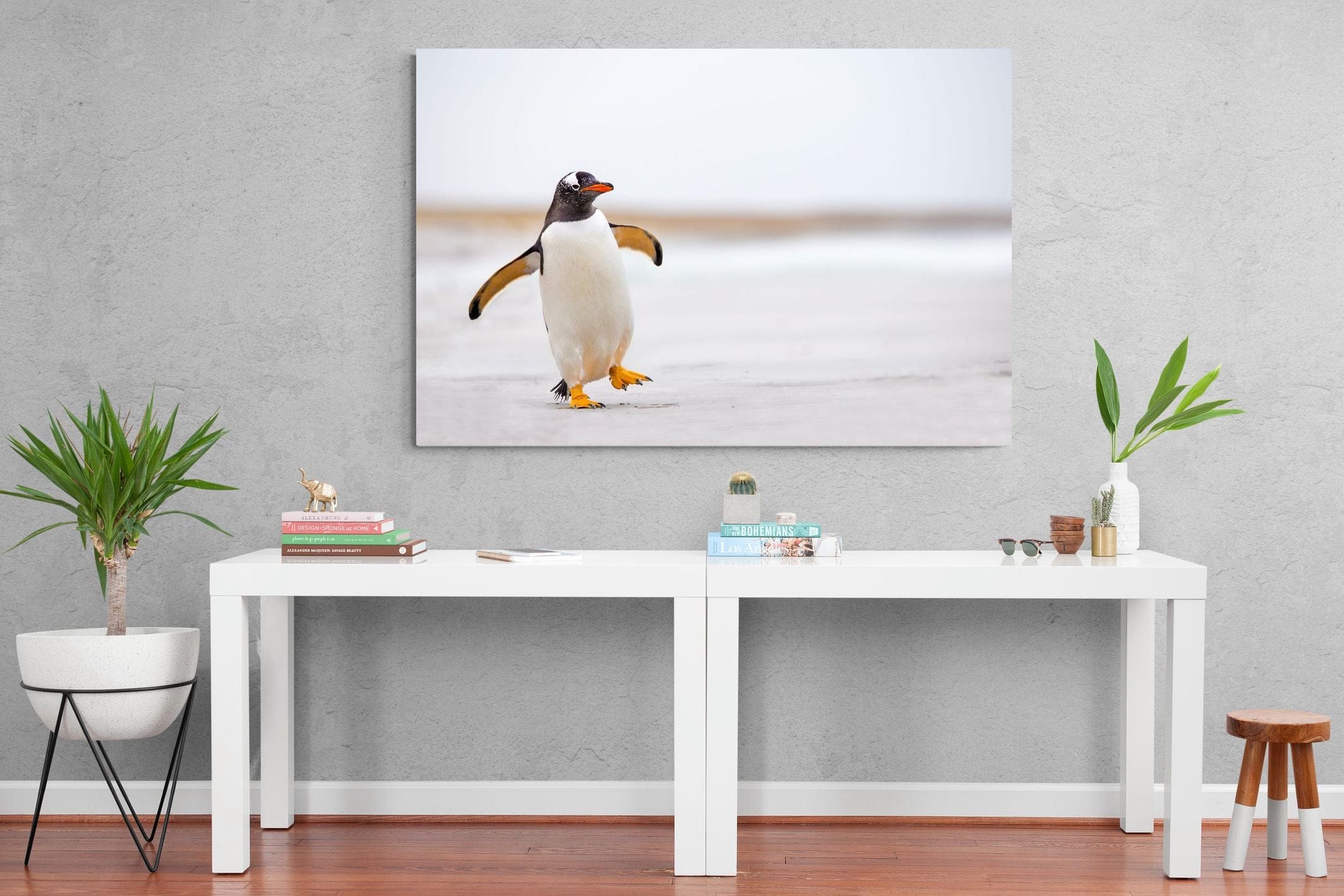Penguin Steps-Wall_Art-150 x 100cm-Mounted Canvas-No Frame-Pixalot