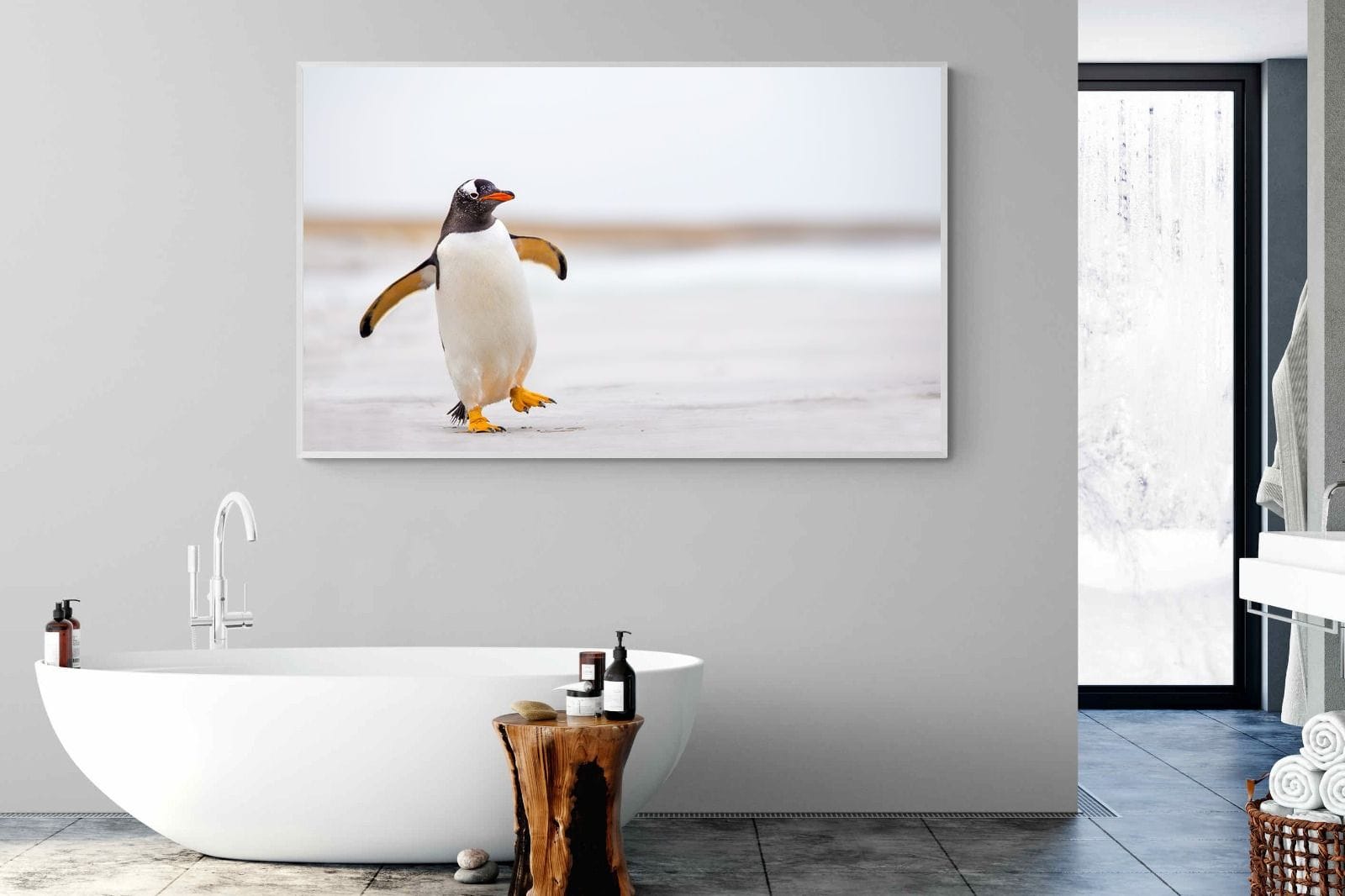 Penguin Steps-Wall_Art-180 x 110cm-Mounted Canvas-White-Pixalot