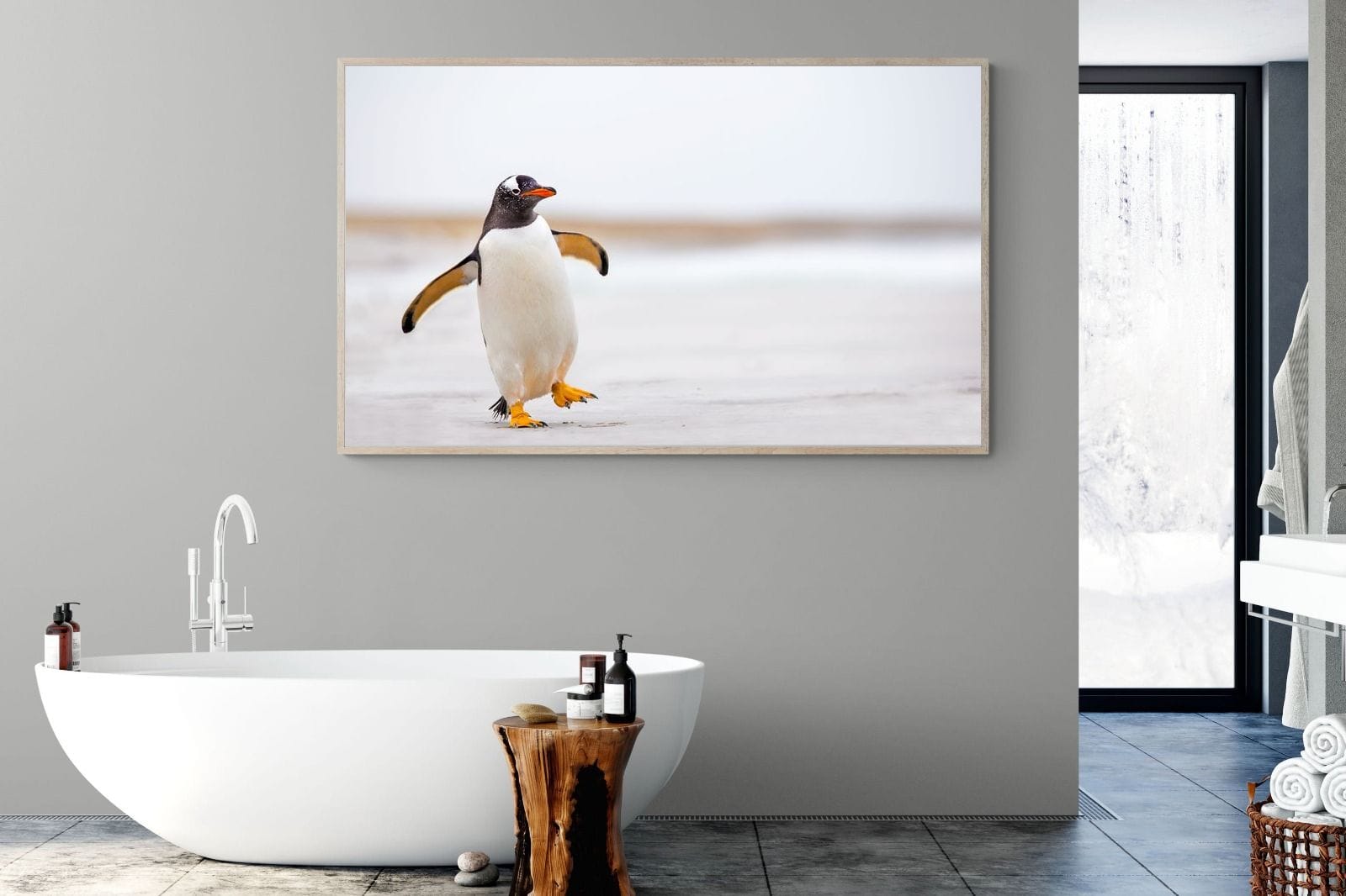Penguin Steps-Wall_Art-180 x 110cm-Mounted Canvas-Wood-Pixalot