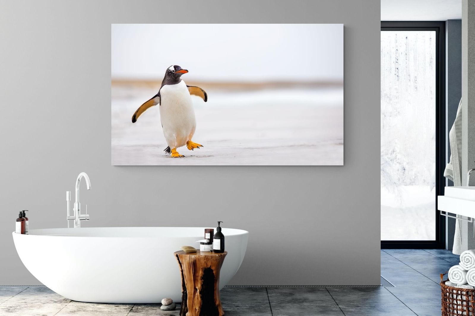 Penguin Steps-Wall_Art-180 x 110cm-Mounted Canvas-No Frame-Pixalot