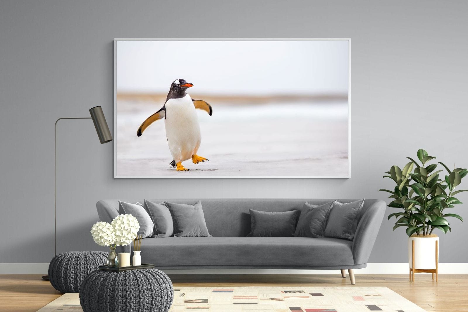 Penguin Steps-Wall_Art-220 x 130cm-Mounted Canvas-White-Pixalot