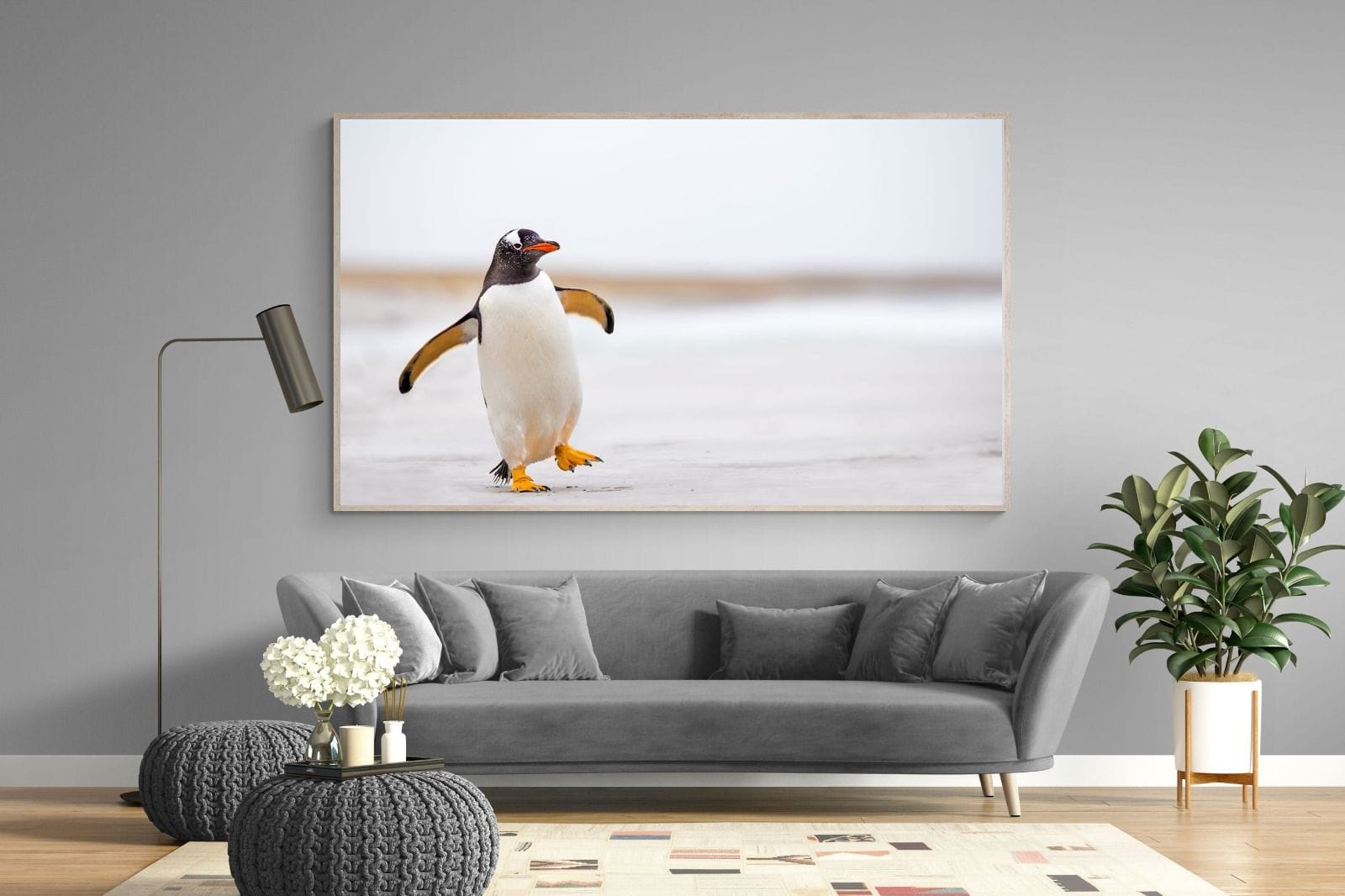 Penguin Steps-Wall_Art-220 x 130cm-Mounted Canvas-Wood-Pixalot
