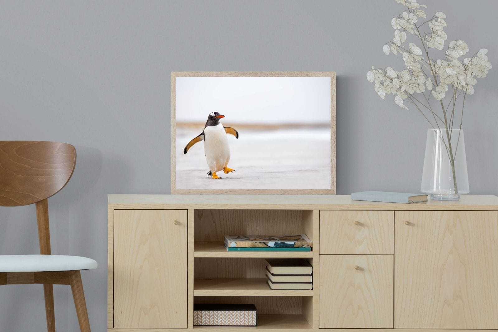 Penguin Steps-Wall_Art-60 x 45cm-Mounted Canvas-Wood-Pixalot