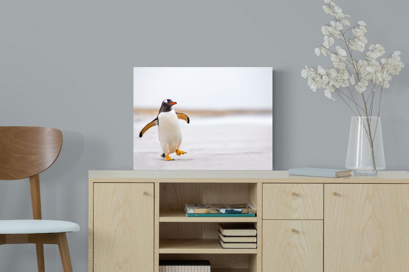 Penguin Steps-Wall_Art-60 x 45cm-Mounted Canvas-No Frame-Pixalot