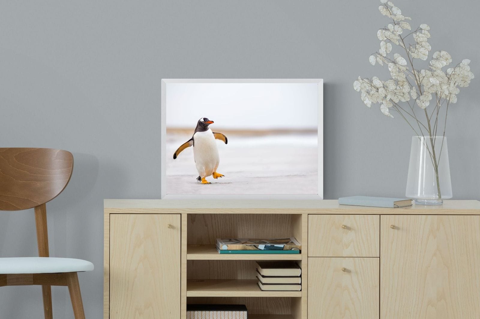 Penguin Steps-Wall_Art-60 x 45cm-Mounted Canvas-White-Pixalot