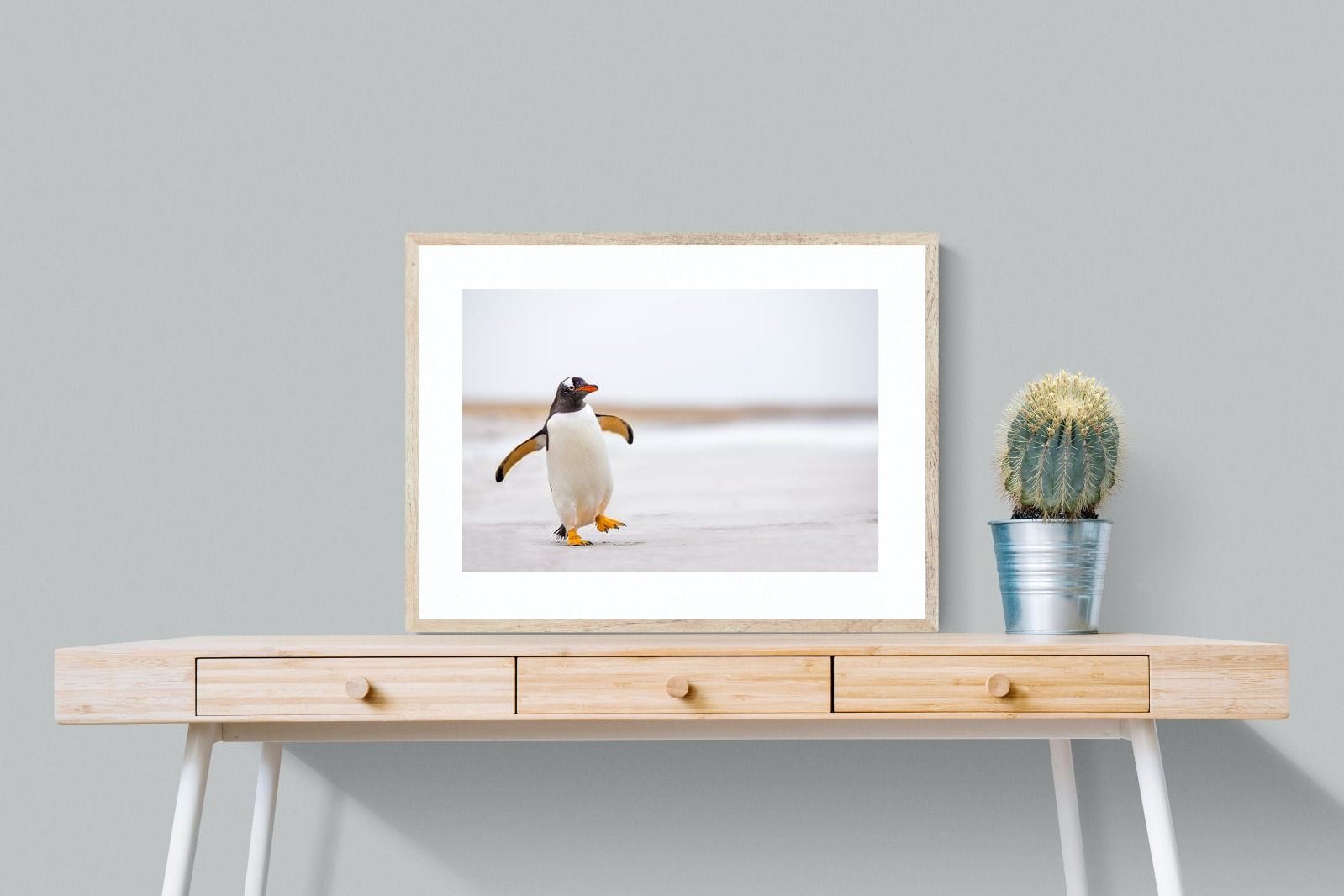 Penguin Steps-Wall_Art-80 x 60cm-Framed Print-Wood-Pixalot