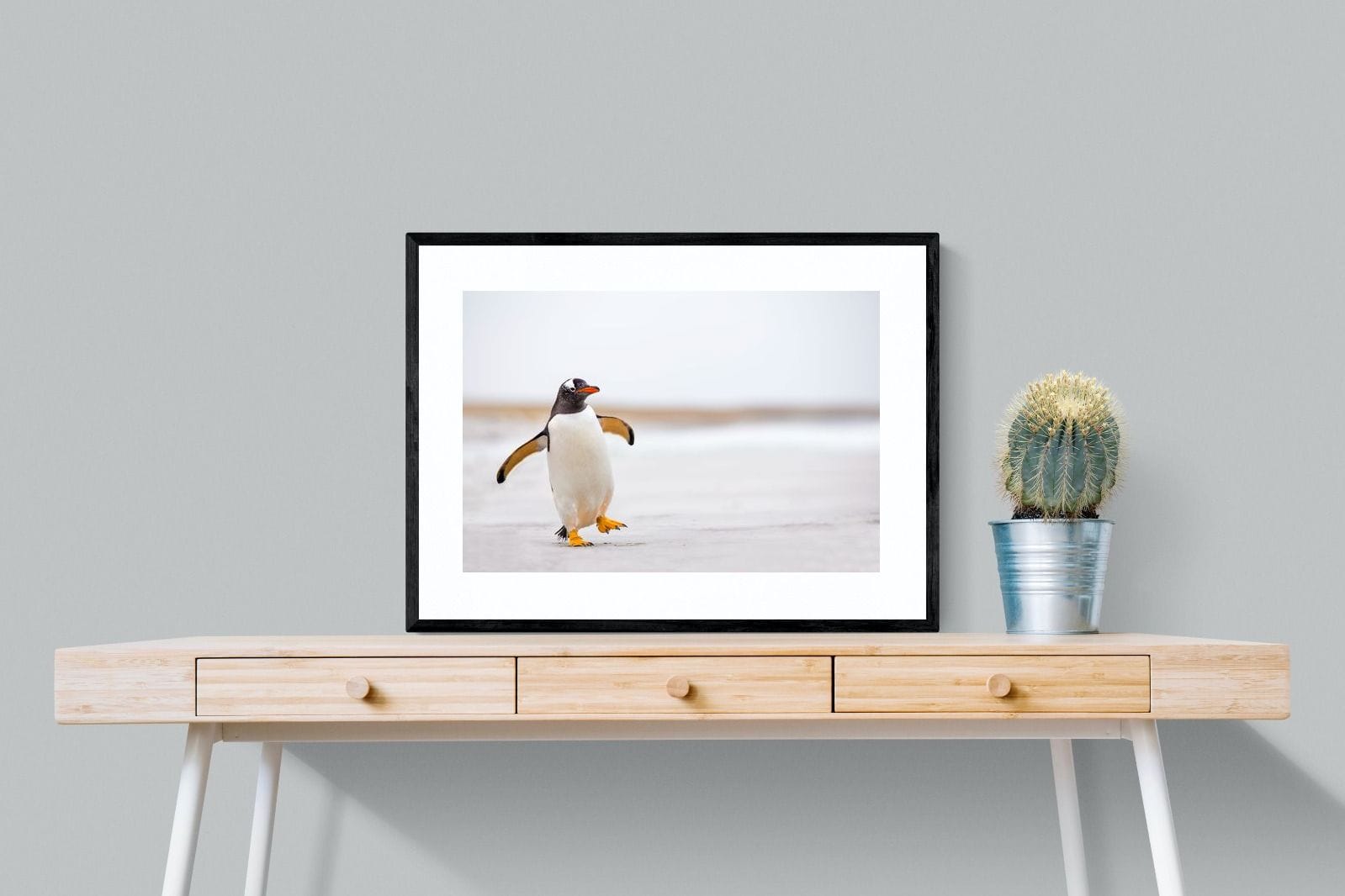 Penguin Steps-Wall_Art-80 x 60cm-Framed Print-Black-Pixalot