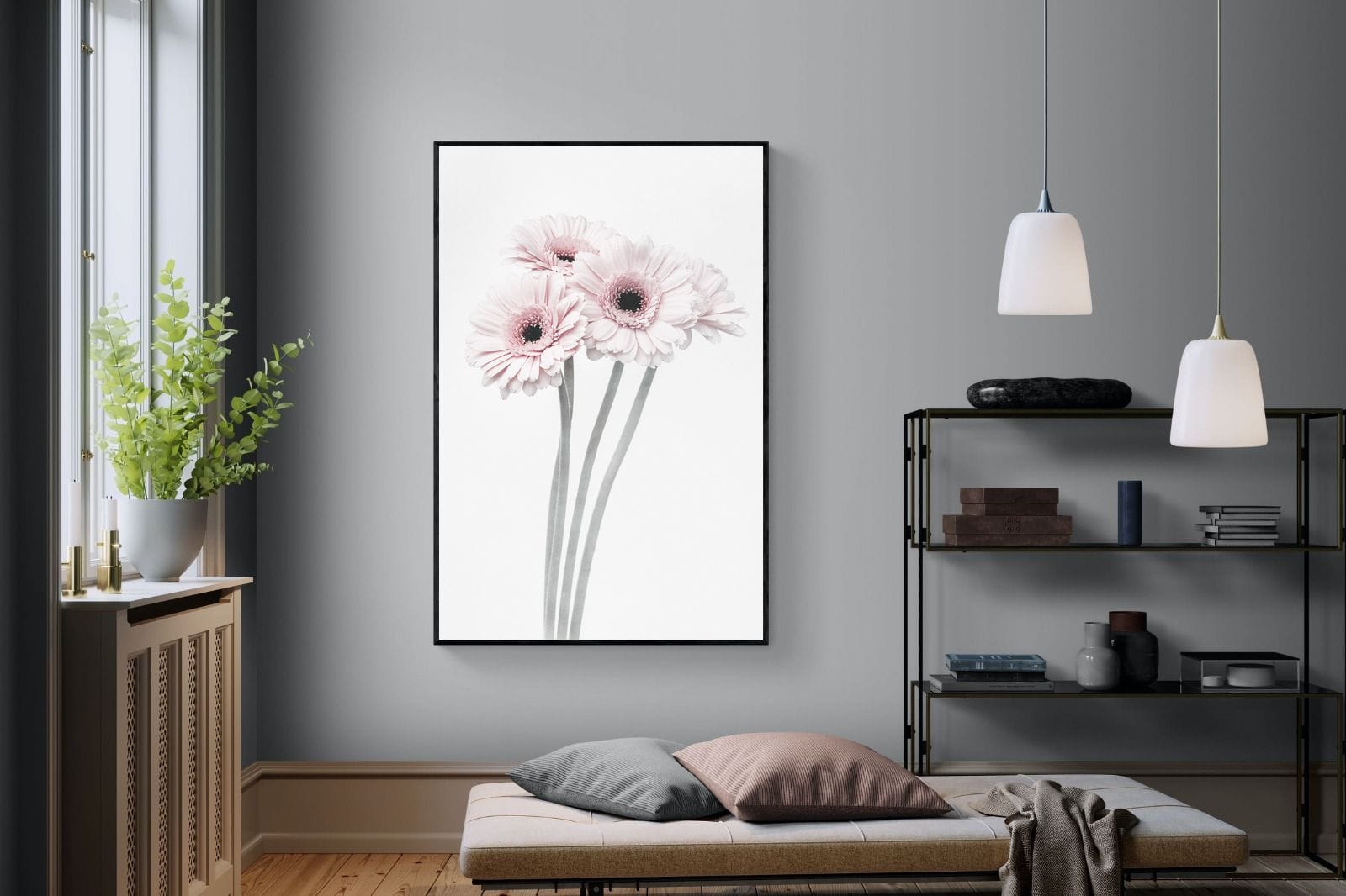 Perfect Pink Flowers-Wall_Art-120 x 180cm-Mounted Canvas-Black-Pixalot