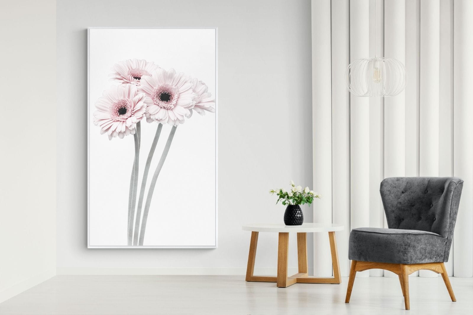 Perfect Pink Flowers-Wall_Art-130 x 220cm-Mounted Canvas-White-Pixalot