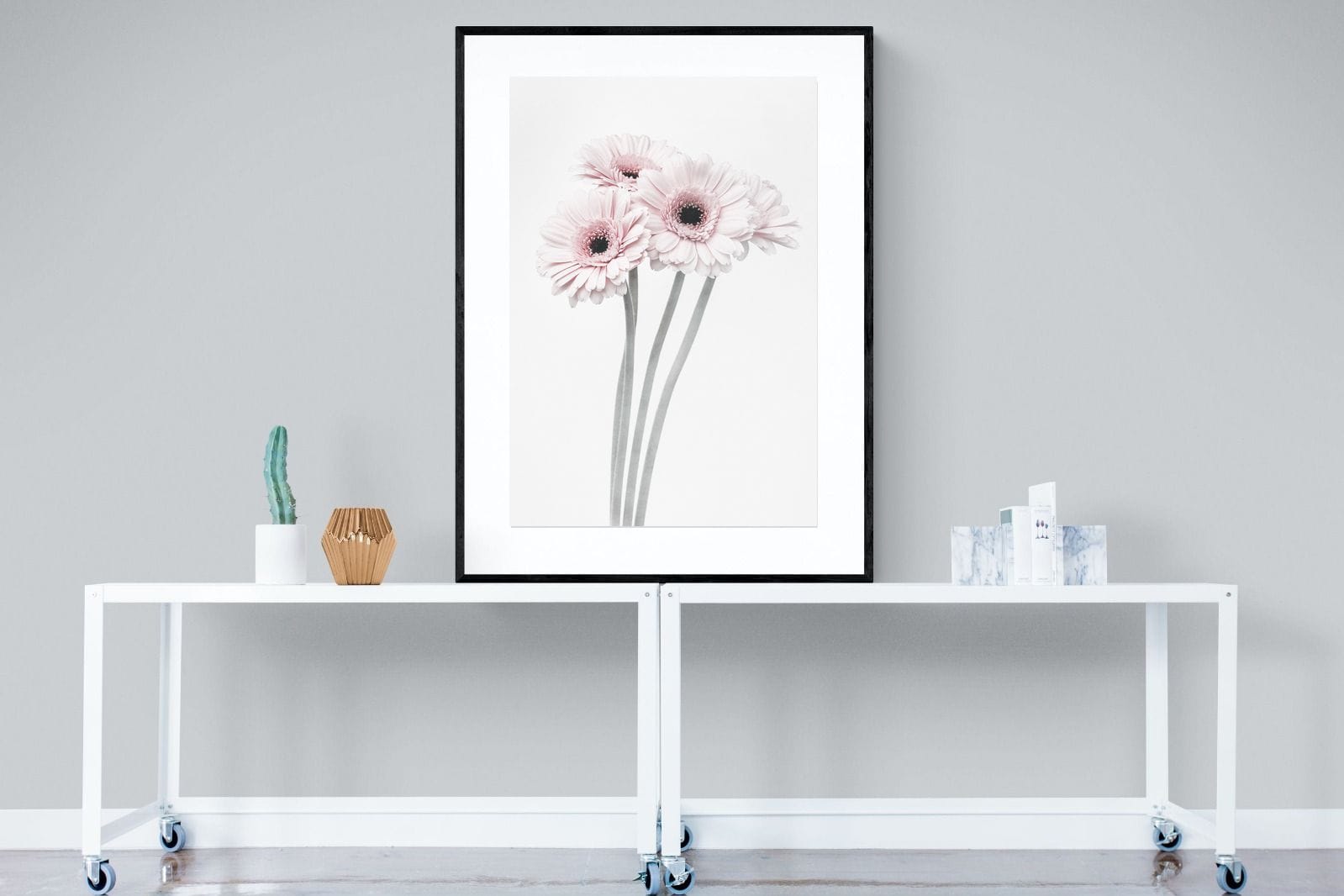 Perfect Pink Flowers-Wall_Art-90 x 120cm-Framed Print-Black-Pixalot