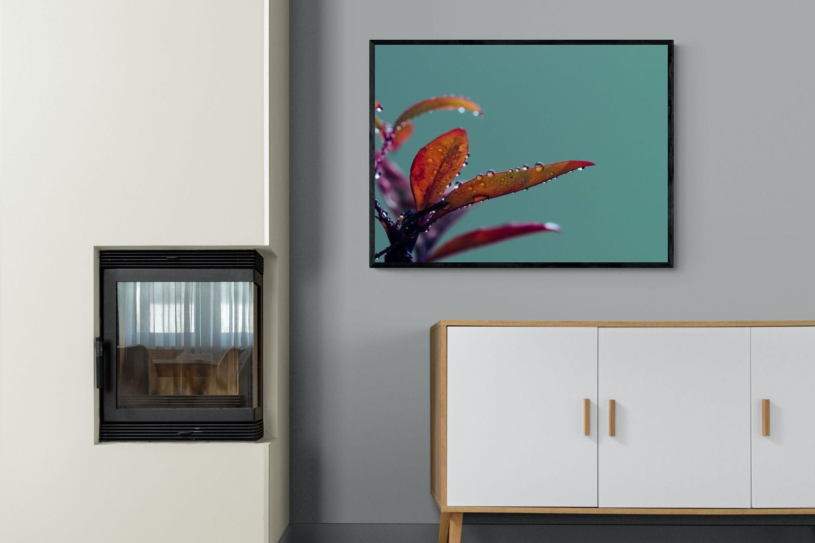 Petal Droplets-Wall_Art-100 x 75cm-Mounted Canvas-Black-Pixalot