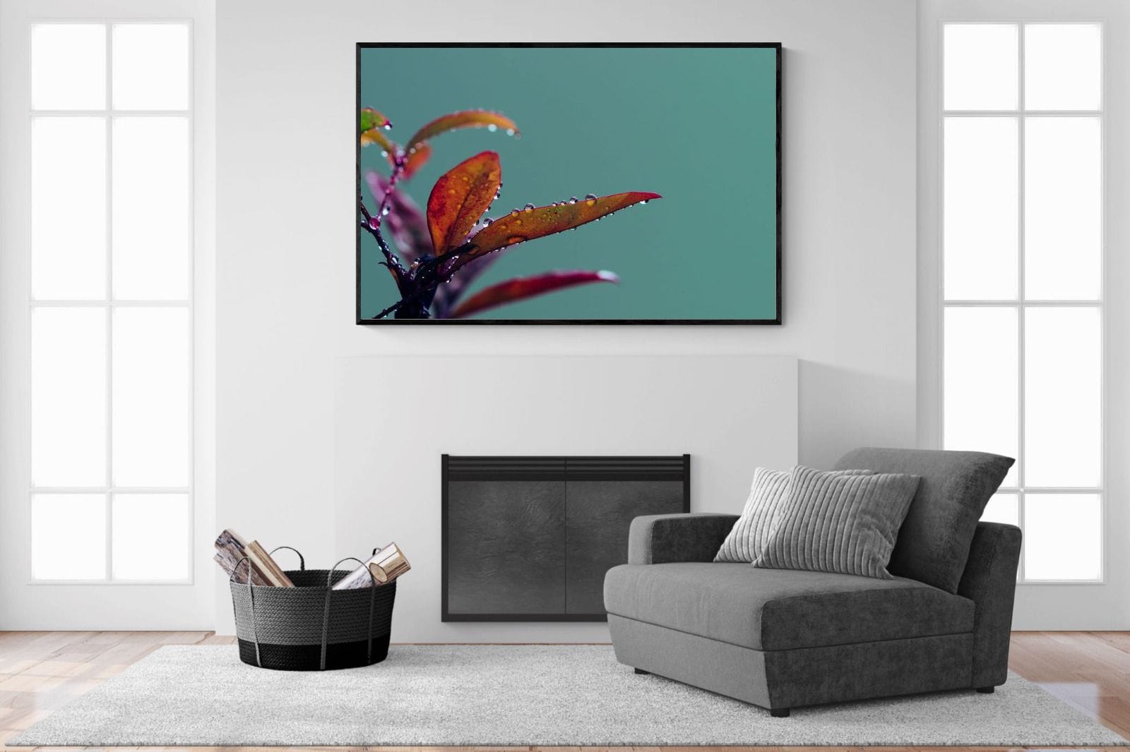 Petal Droplets-Wall_Art-150 x 100cm-Mounted Canvas-Black-Pixalot