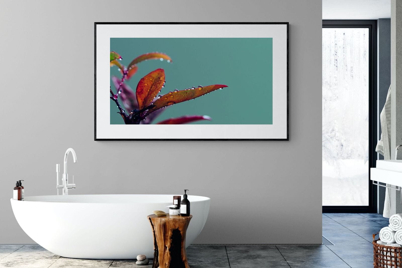 Petal Droplets-Wall_Art-180 x 110cm-Framed Print-Black-Pixalot