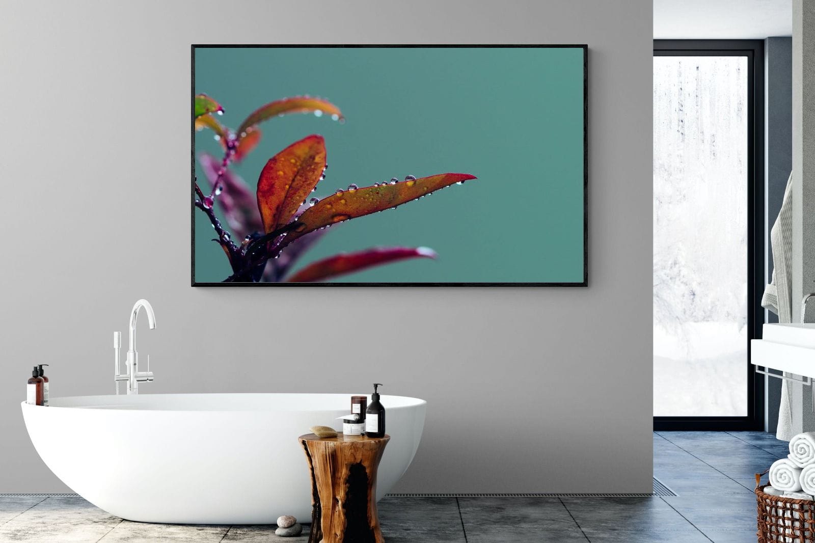 Petal Droplets-Wall_Art-180 x 110cm-Mounted Canvas-Black-Pixalot
