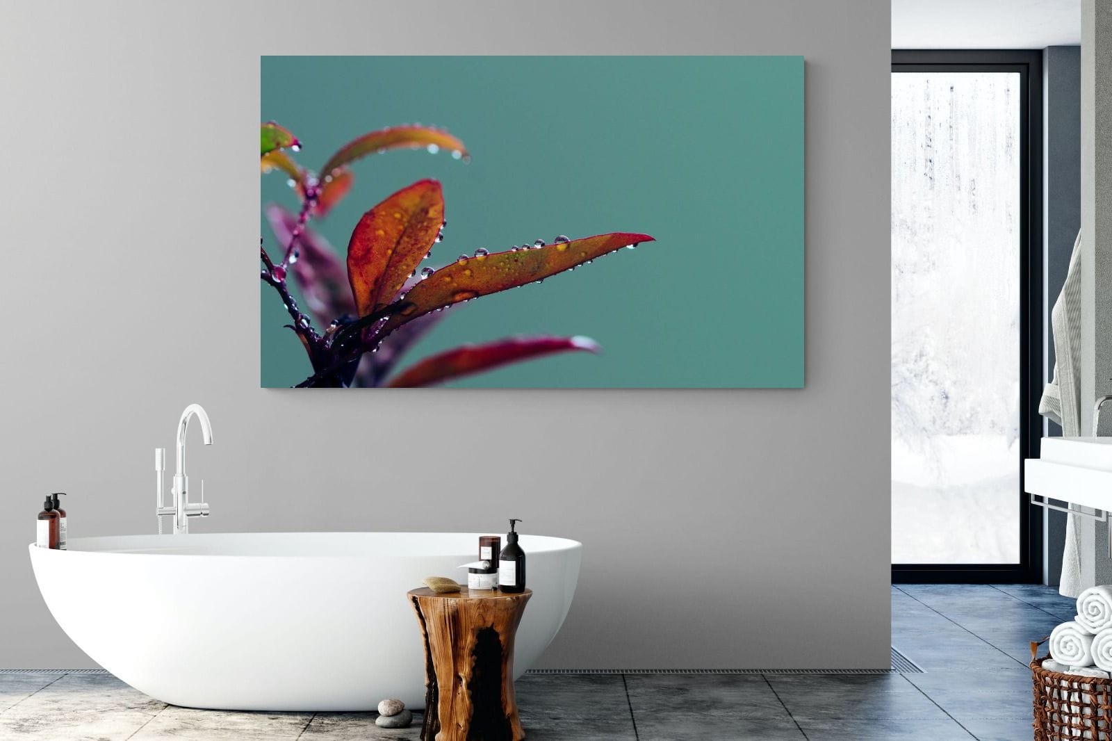 Petal Droplets-Wall_Art-180 x 110cm-Mounted Canvas-No Frame-Pixalot
