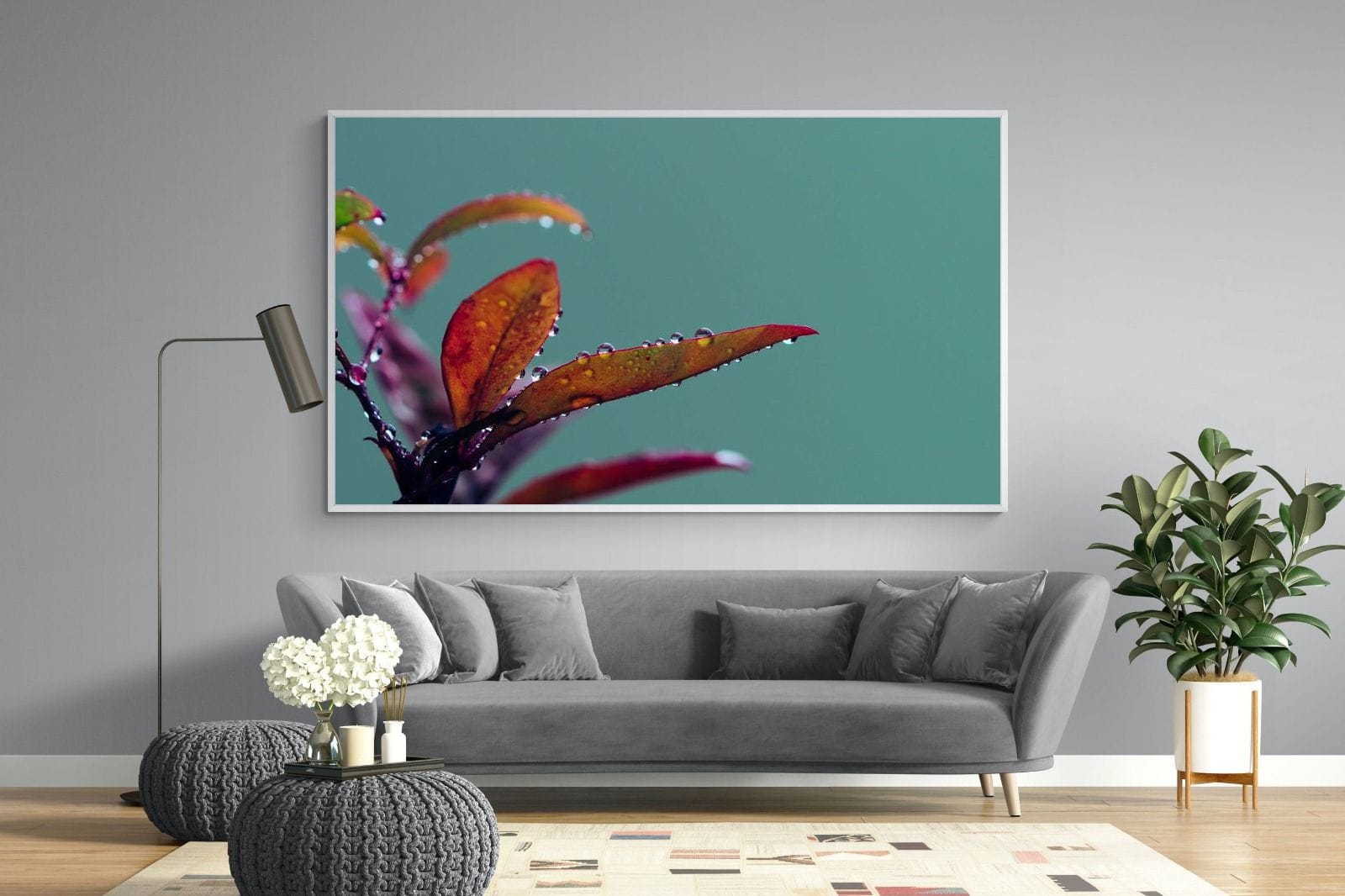 Petal Droplets-Wall_Art-220 x 130cm-Mounted Canvas-White-Pixalot