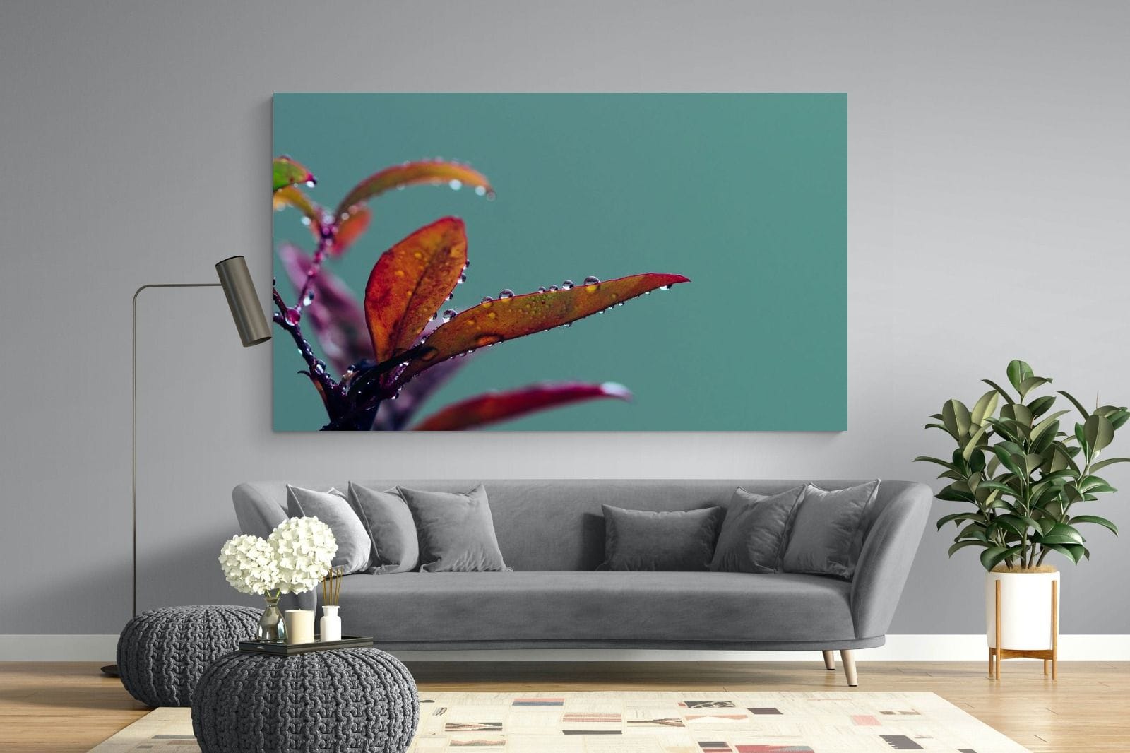 Petal Droplets-Wall_Art-220 x 130cm-Mounted Canvas-No Frame-Pixalot