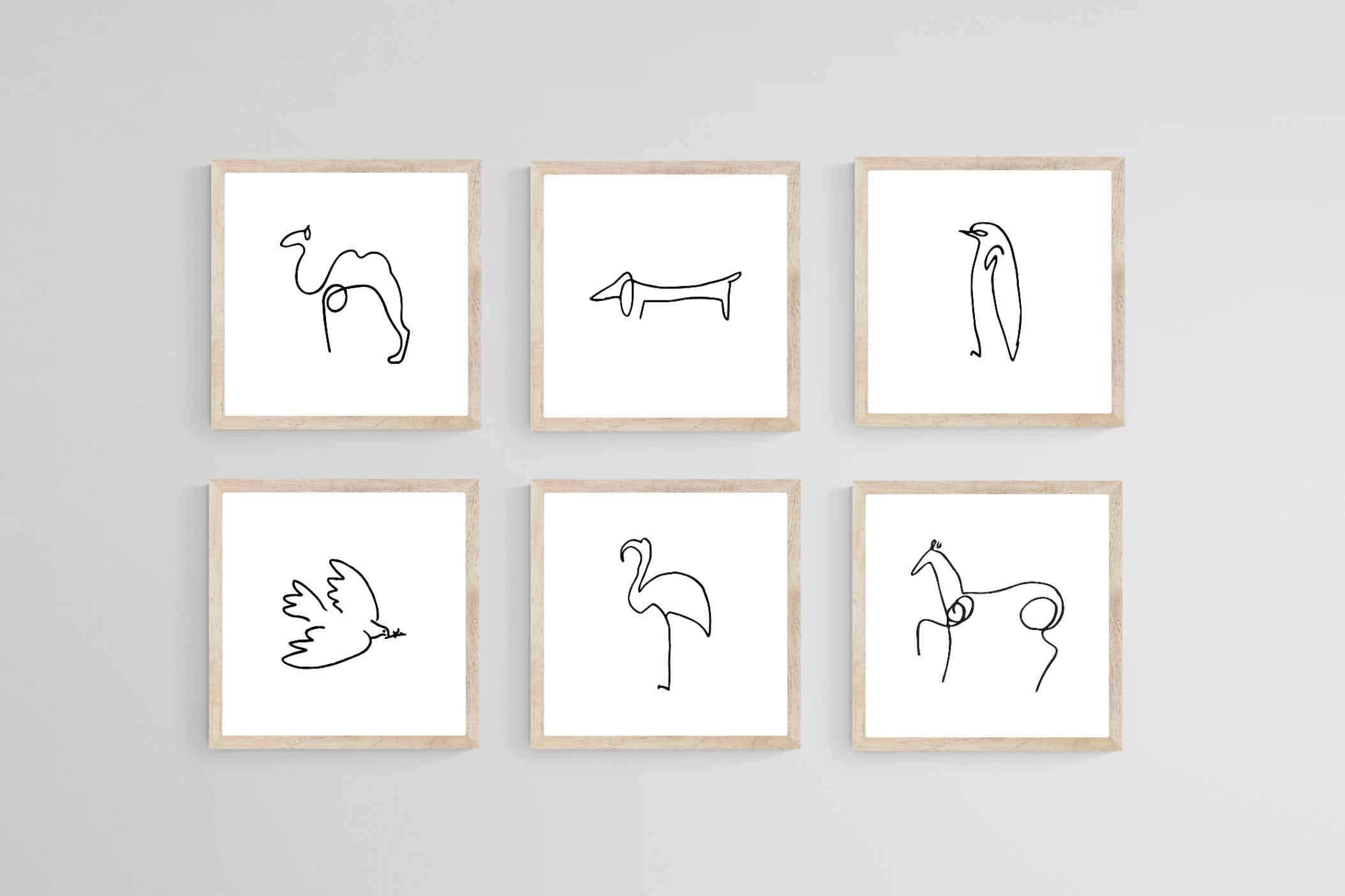 Picasso Animal Sketches-Wall_Art-30 x 30cm (x6)-Mounted Canvas-Wood-Pixalot