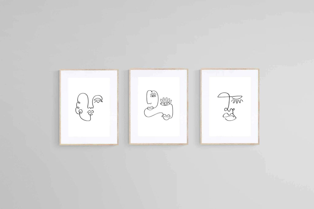 Picasso Set-Wall_Art-60 x 80cm (x3)-Framed Print-Wood-Pixalot
