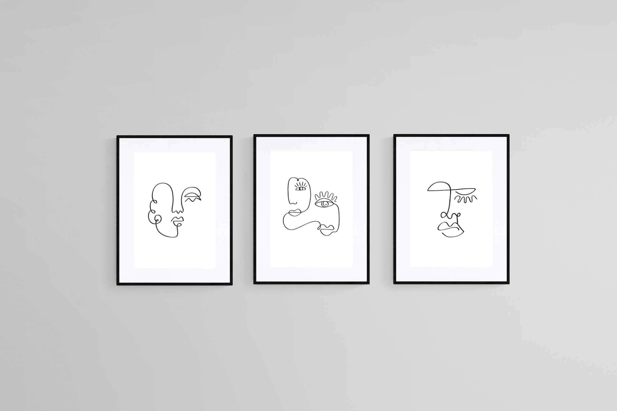Picasso Set-Wall_Art-60 x 80cm (x3)-Framed Print-Black-Pixalot