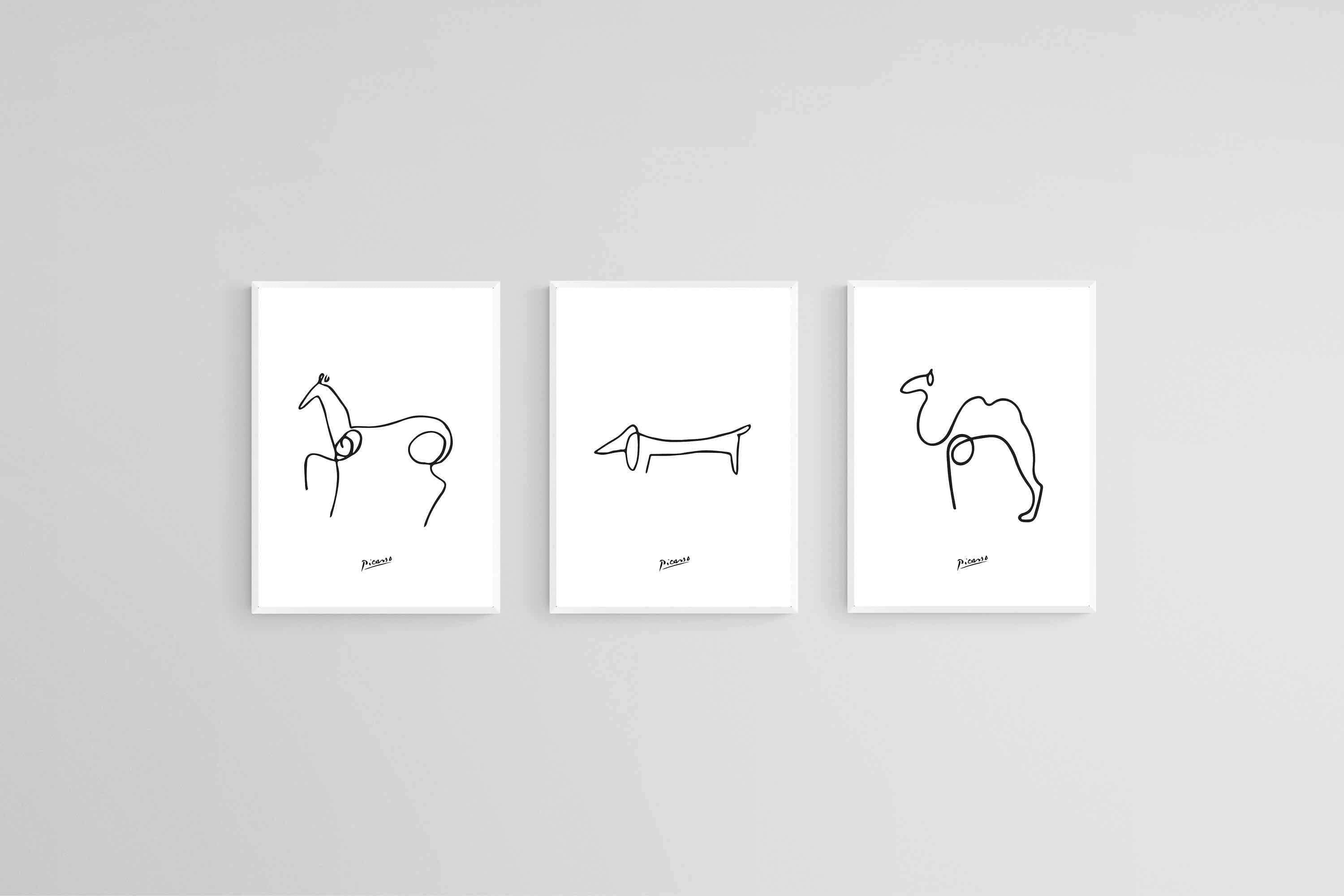 Picasso Sketches-Wall_Art-45 x 60cm (x3)-Mounted Canvas-White-Pixalot
