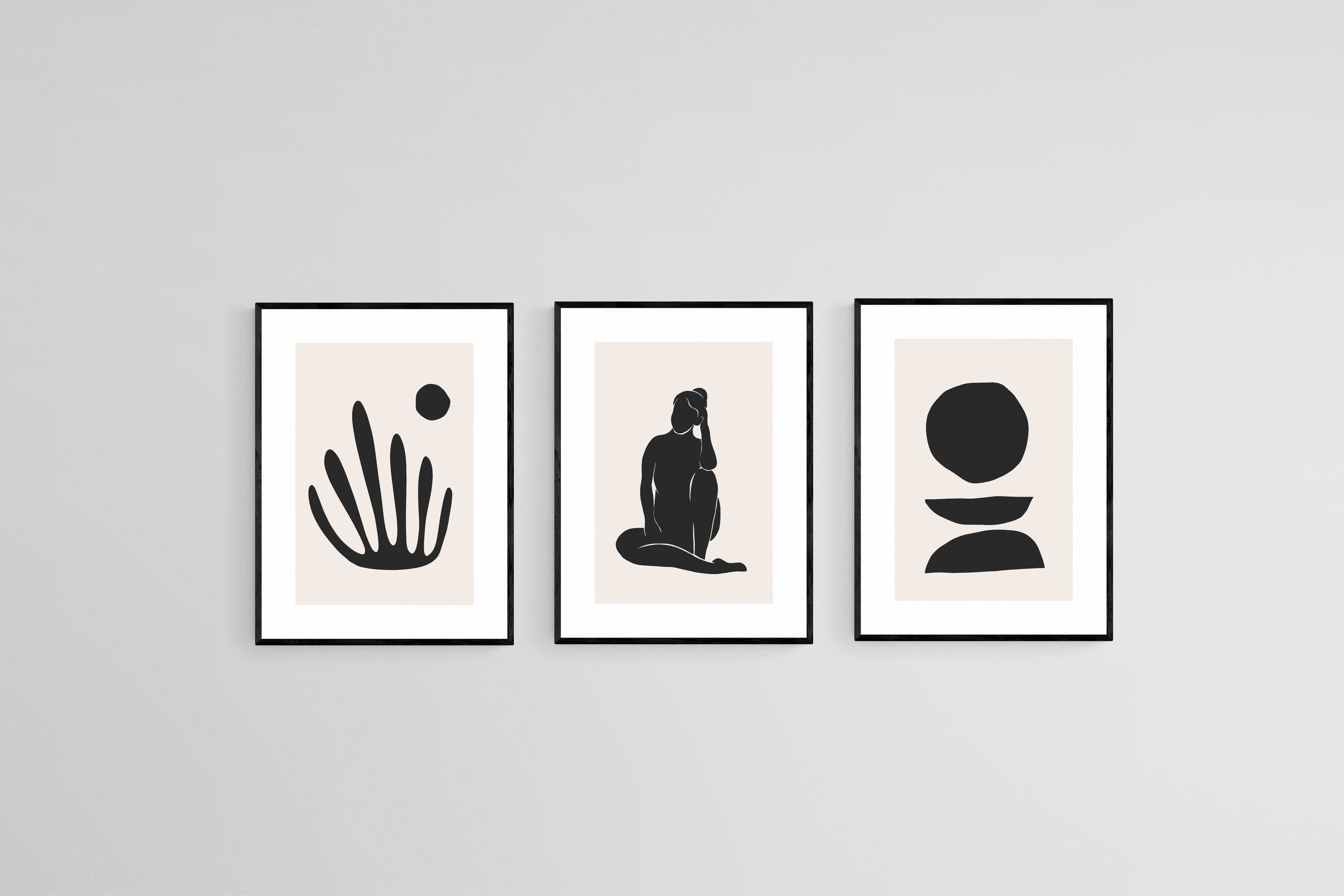 Poise Set-Wall_Art-45 x 60cm (x3)-Framed Print-Black-Pixalot