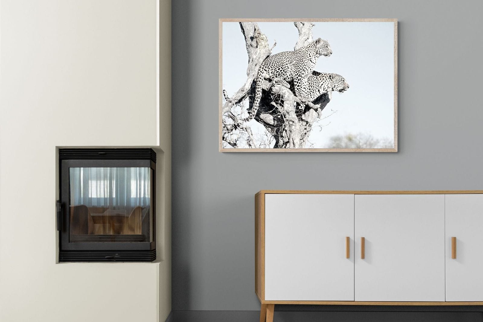 Poised Leopards-Wall_Art-100 x 75cm-Mounted Canvas-Wood-Pixalot
