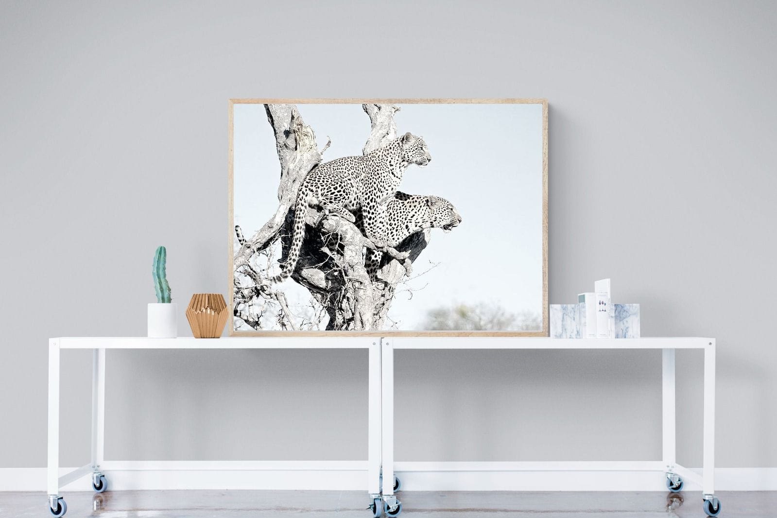Poised Leopards-Wall_Art-120 x 90cm-Mounted Canvas-Wood-Pixalot