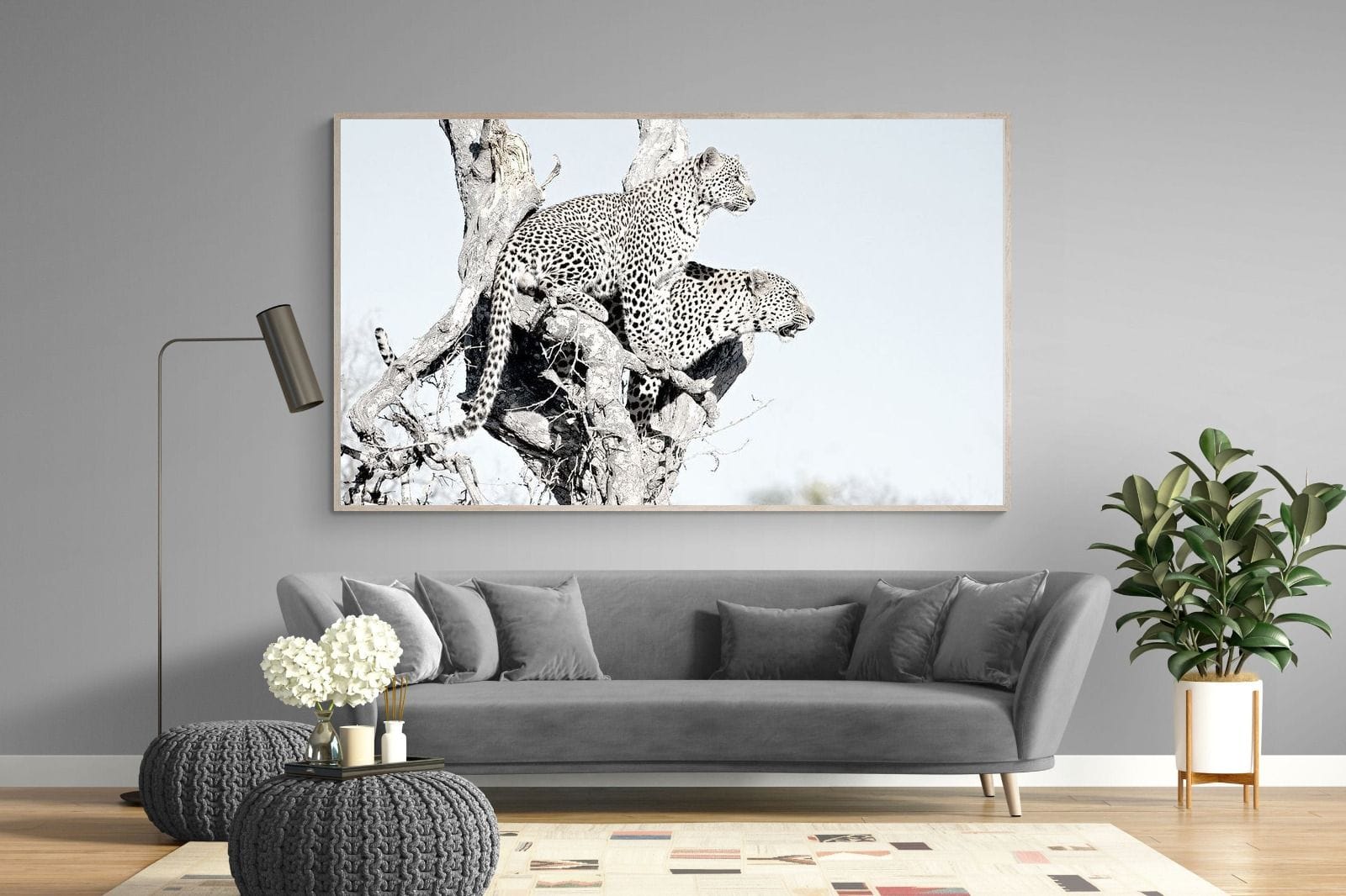 Poised Leopards-Wall_Art-220 x 130cm-Mounted Canvas-Wood-Pixalot