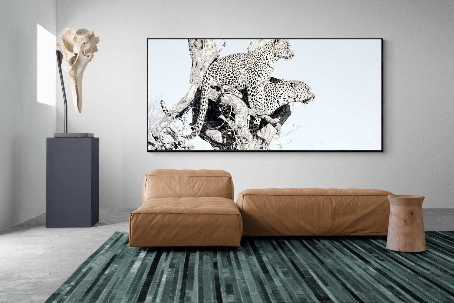 Poised Leopards-Wall_Art-275 x 130cm-Mounted Canvas-Black-Pixalot
