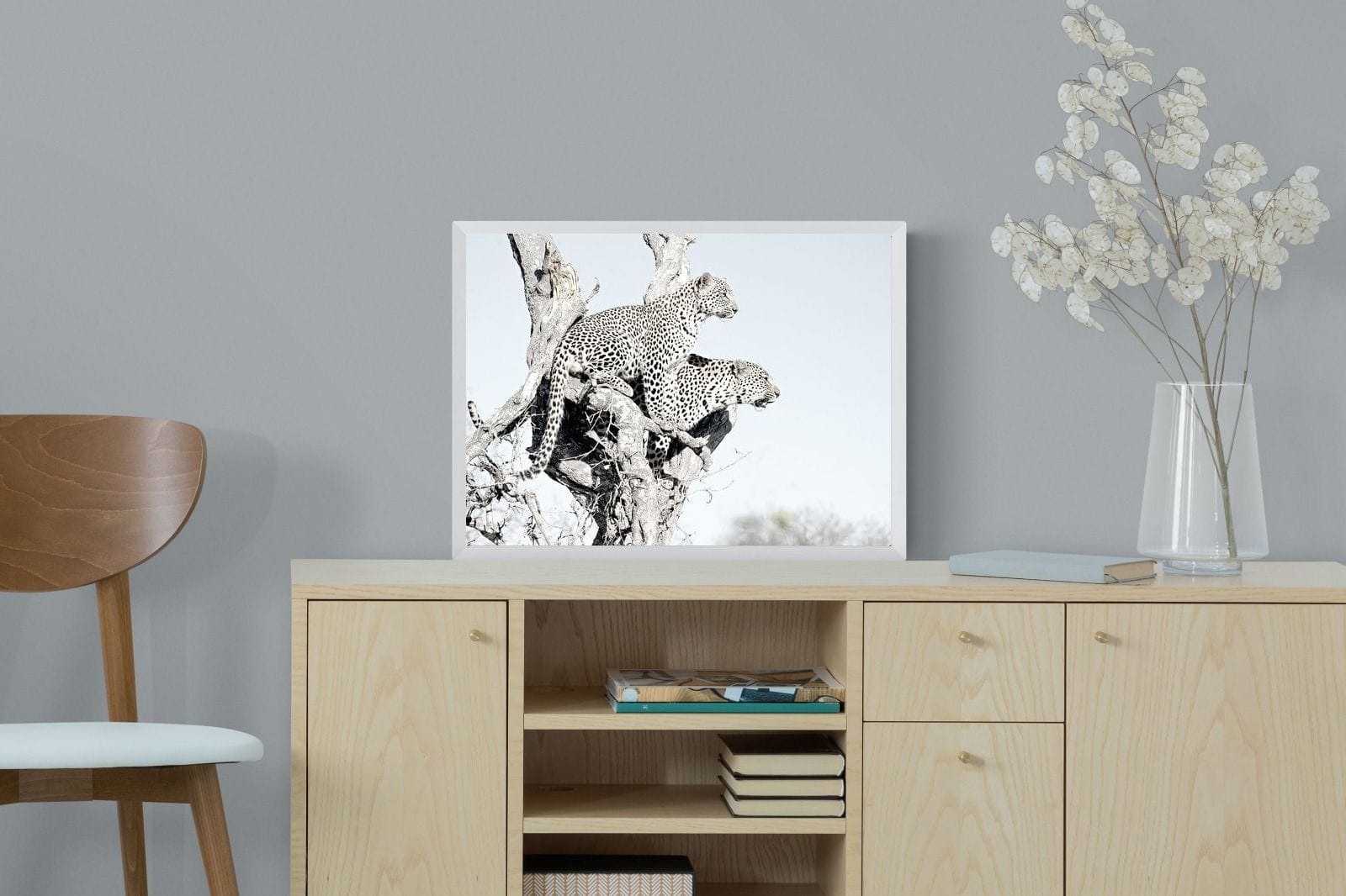 Poised Leopards-Wall_Art-60 x 45cm-Mounted Canvas-White-Pixalot