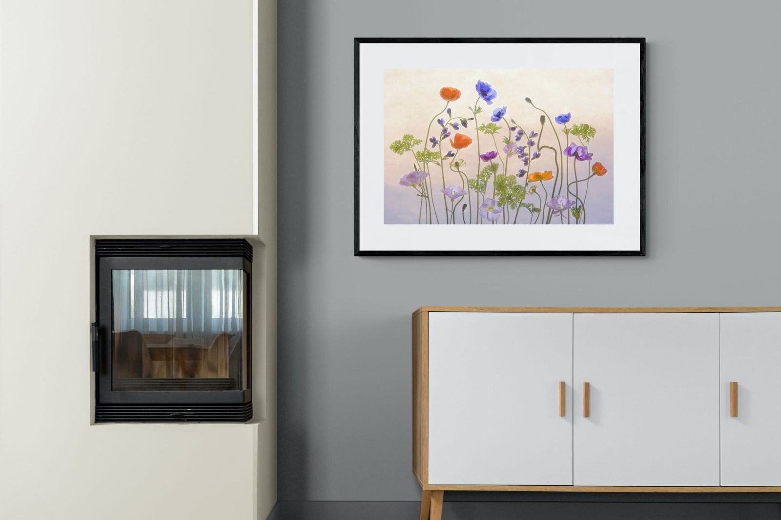 Poppy Anemone-Wall_Art-100 x 75cm-Framed Print-Black-Pixalot