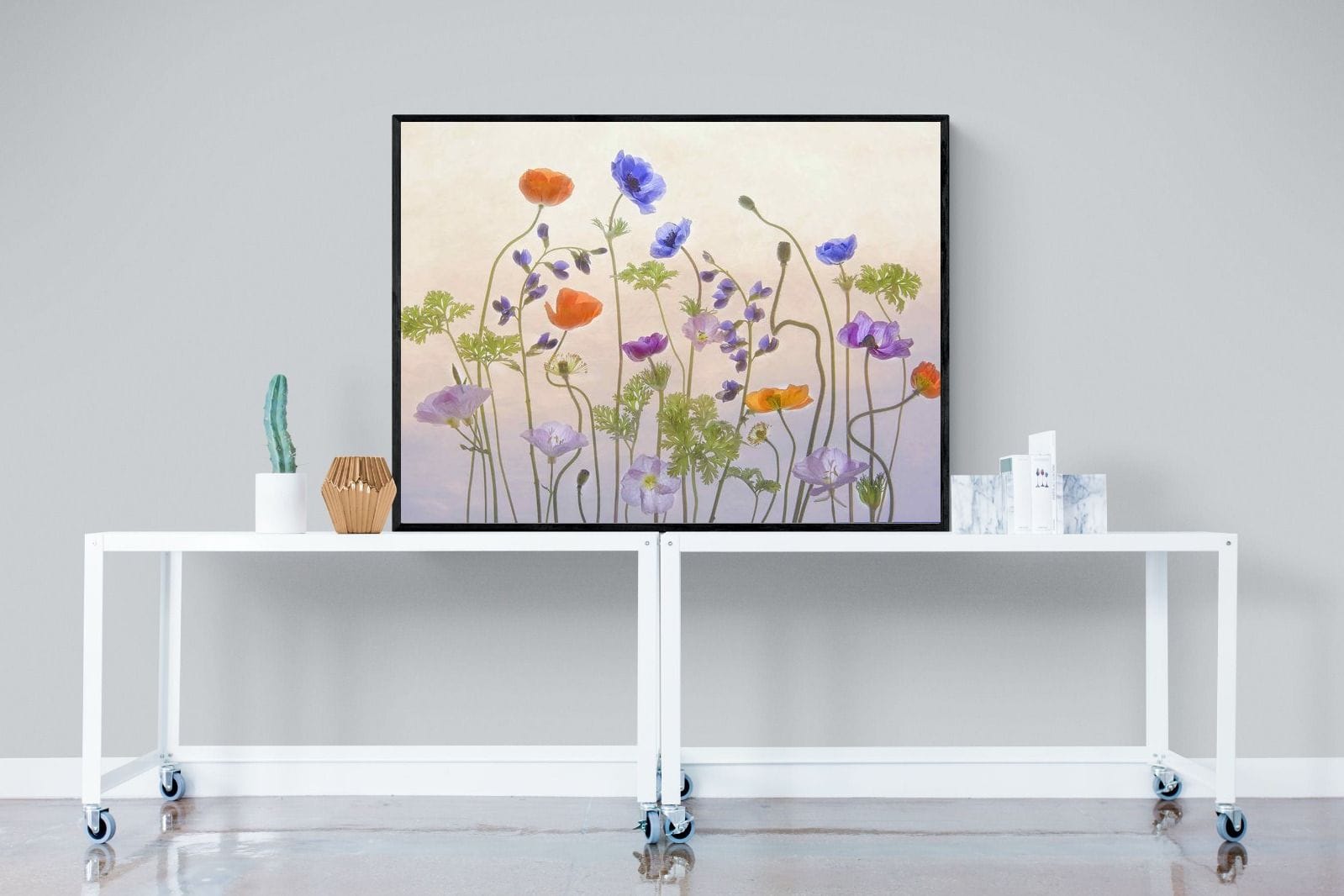 Poppy Anemone-Wall_Art-120 x 90cm-Mounted Canvas-Black-Pixalot