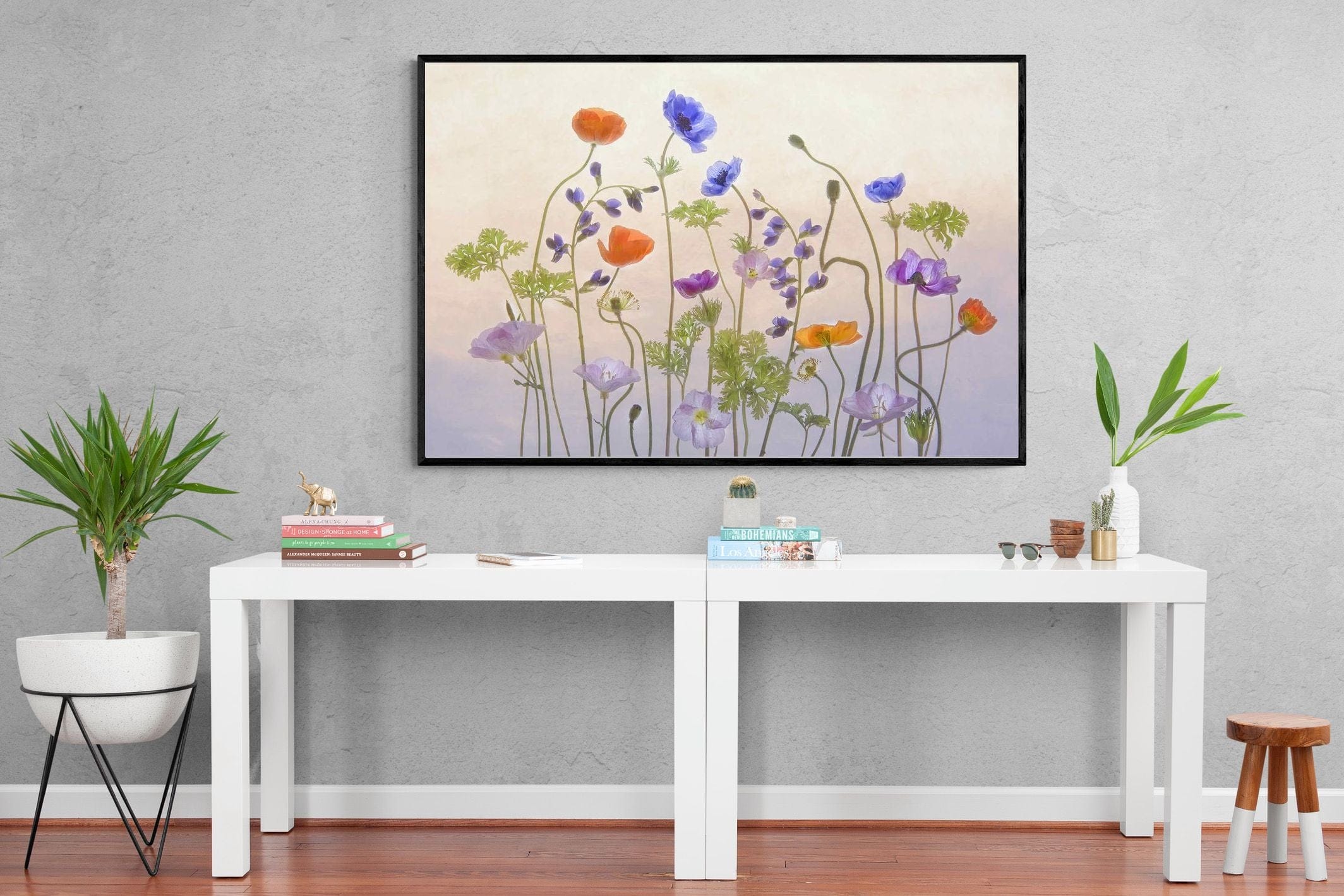 Poppy Anemone-Wall_Art-150 x 100cm-Mounted Canvas-Black-Pixalot