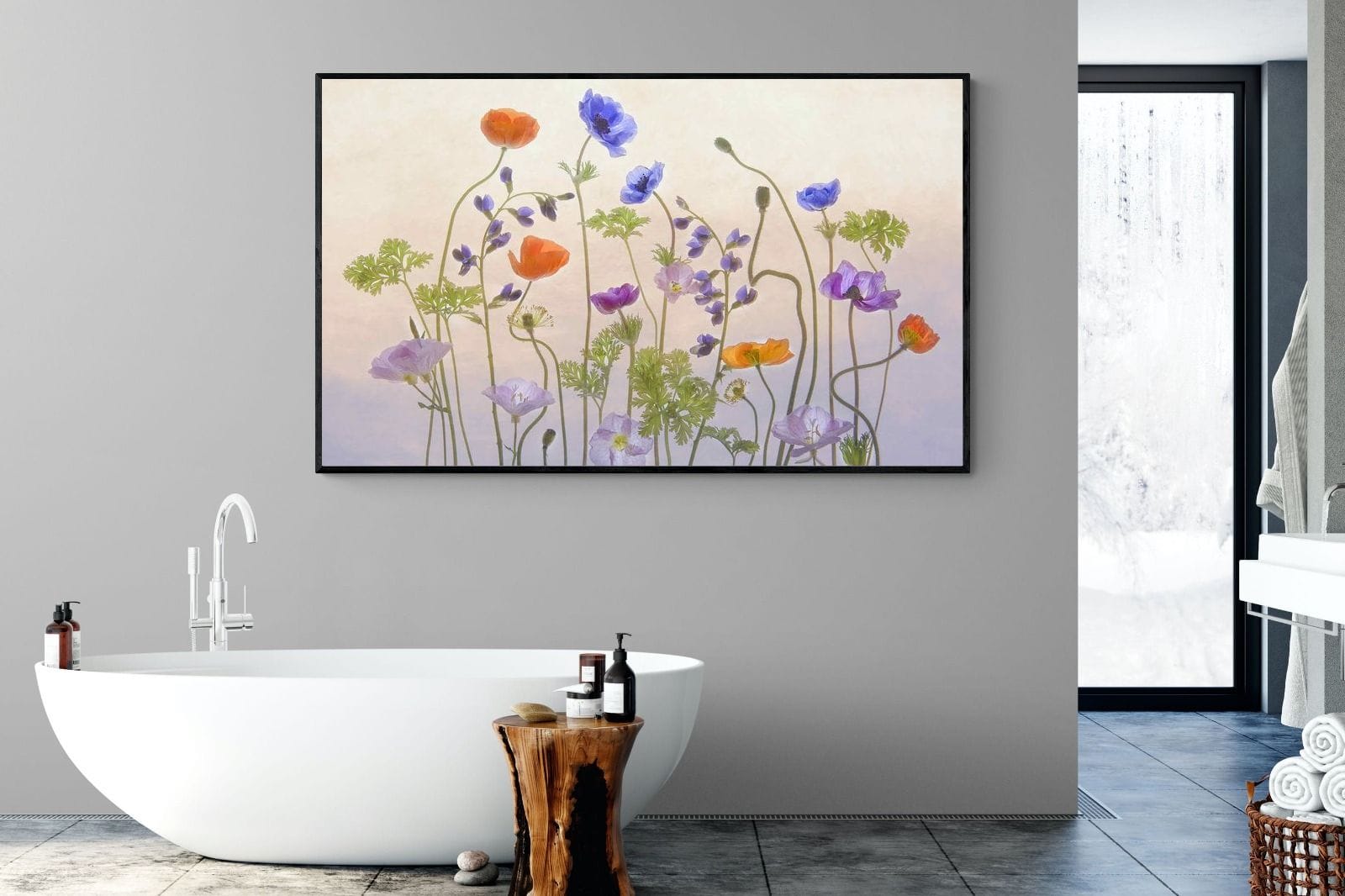 Poppy Anemone-Wall_Art-180 x 110cm-Mounted Canvas-Black-Pixalot
