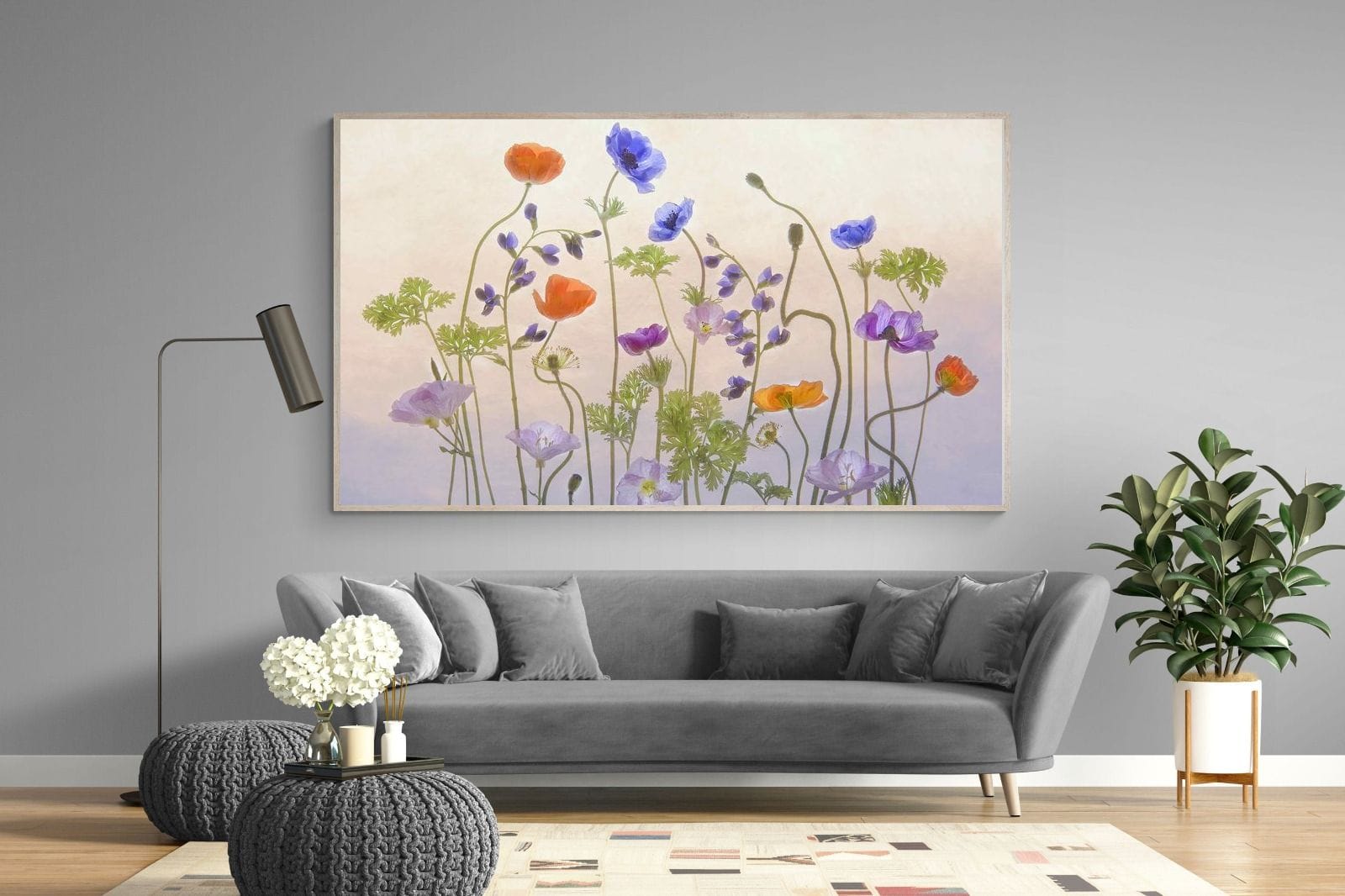 Poppy Anemone-Wall_Art-220 x 130cm-Mounted Canvas-Wood-Pixalot
