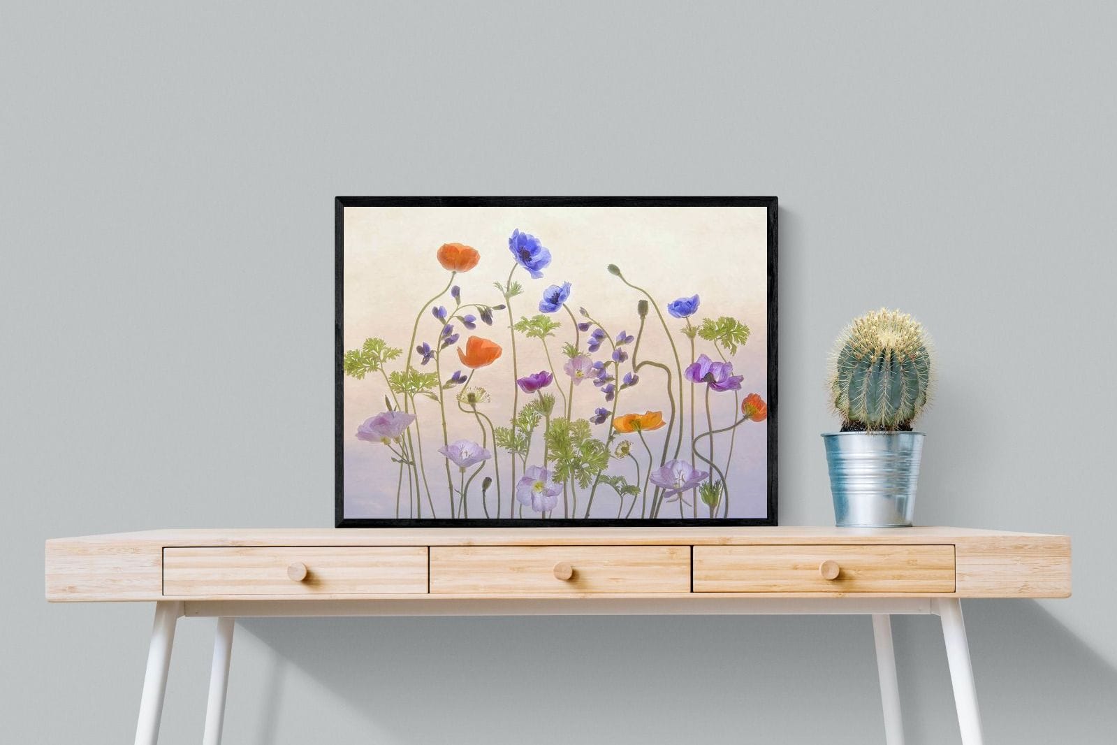 Poppy Anemone-Wall_Art-80 x 60cm-Mounted Canvas-Black-Pixalot