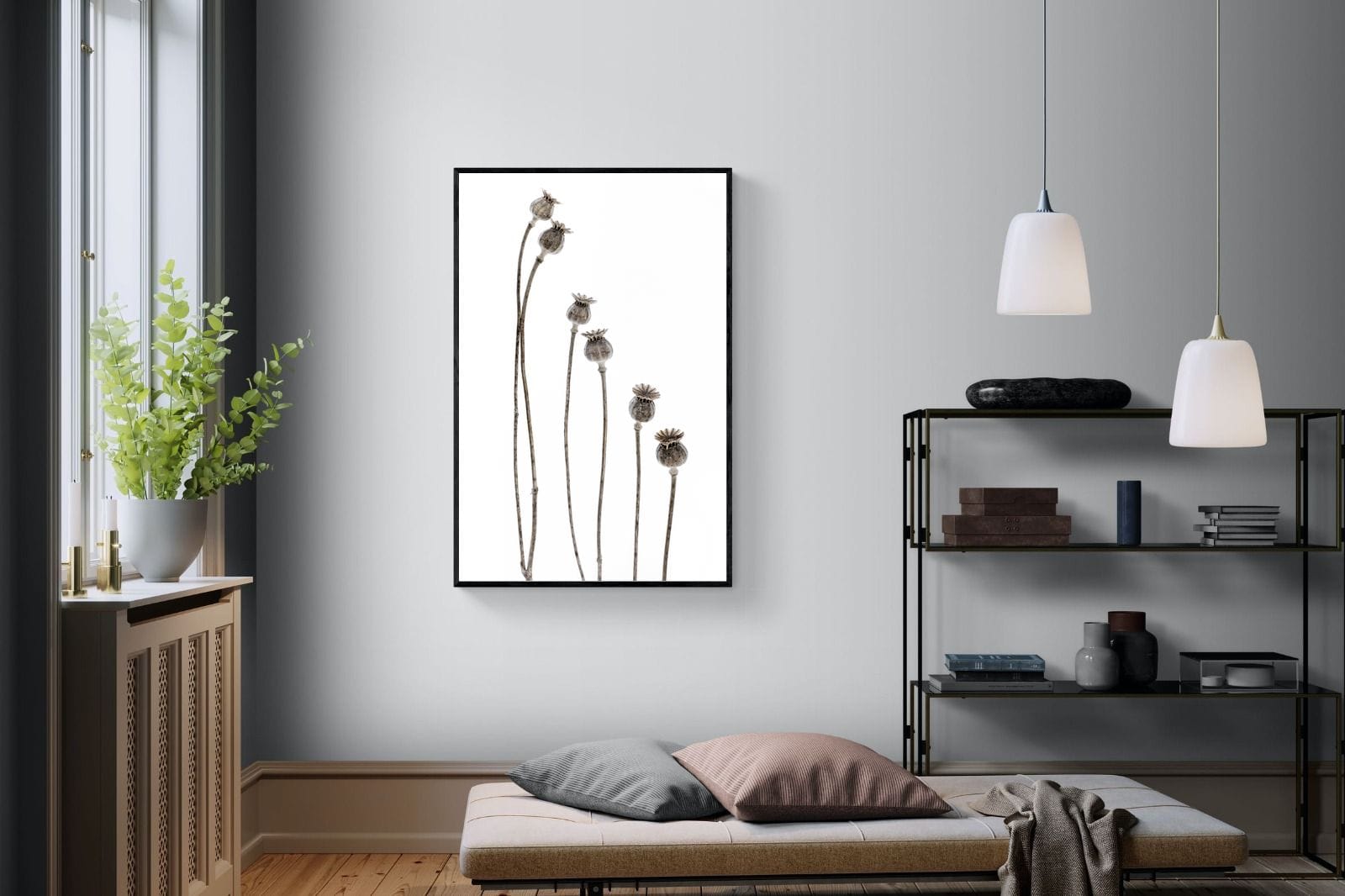 Poppy Pods-Wall_Art-100 x 150cm-Mounted Canvas-Black-Pixalot