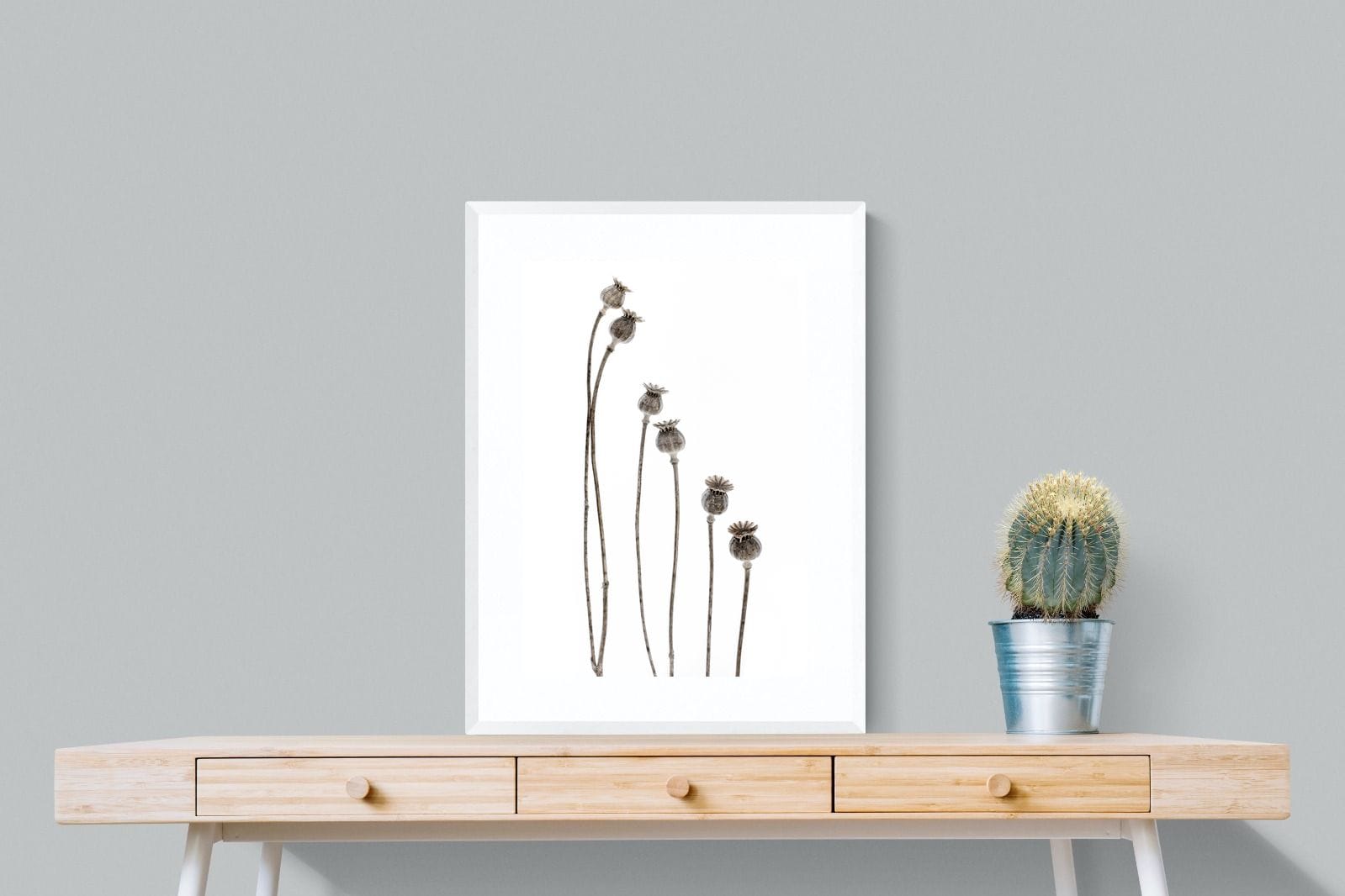Poppy Pods-Wall_Art-60 x 80cm-Framed Print-White-Pixalot