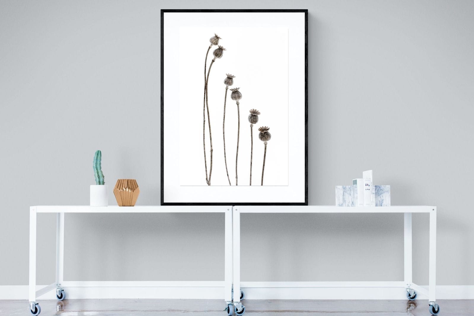 Poppy Pods-Wall_Art-90 x 120cm-Framed Print-Black-Pixalot