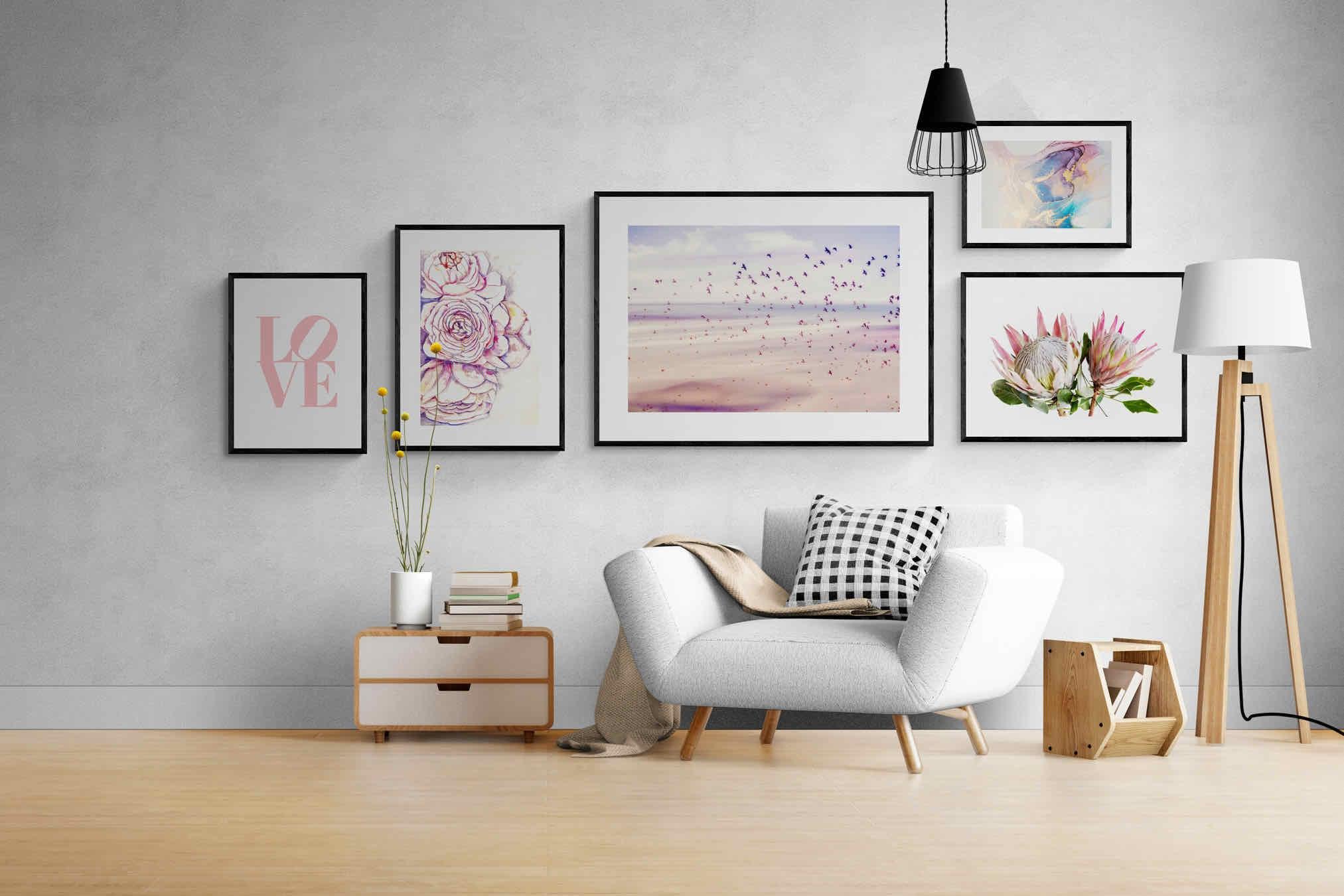 Pretty in Pink Gallery Wall Set-Wall_Art-Framed Print-Black-Pixalot