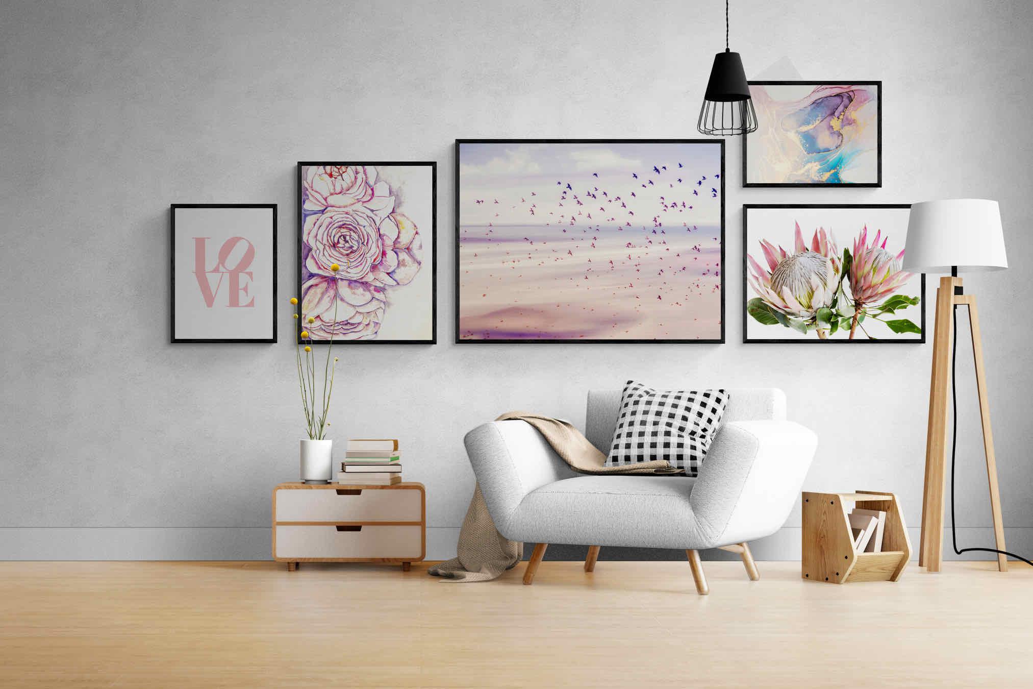 Pretty in Pink Gallery Wall Set-Wall_Art-Mounted Canvas-Black-Pixalot