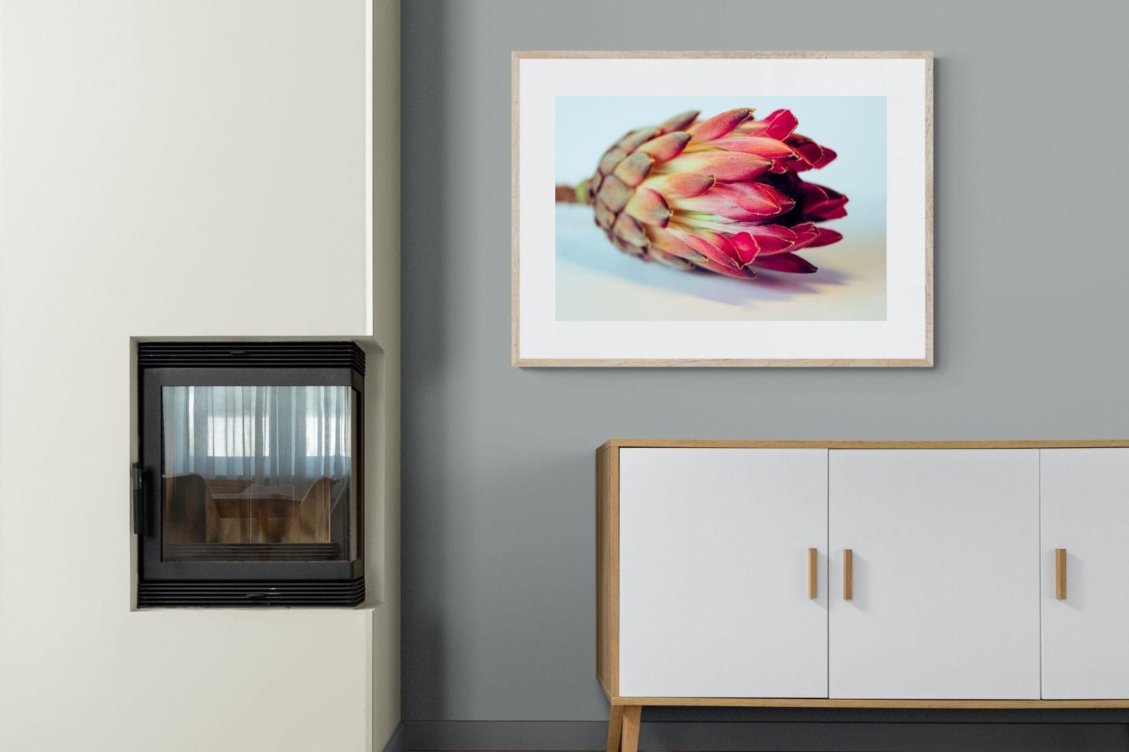 Protea Still Life-Wall_Art-100 x 75cm-Framed Print-Wood-Pixalot