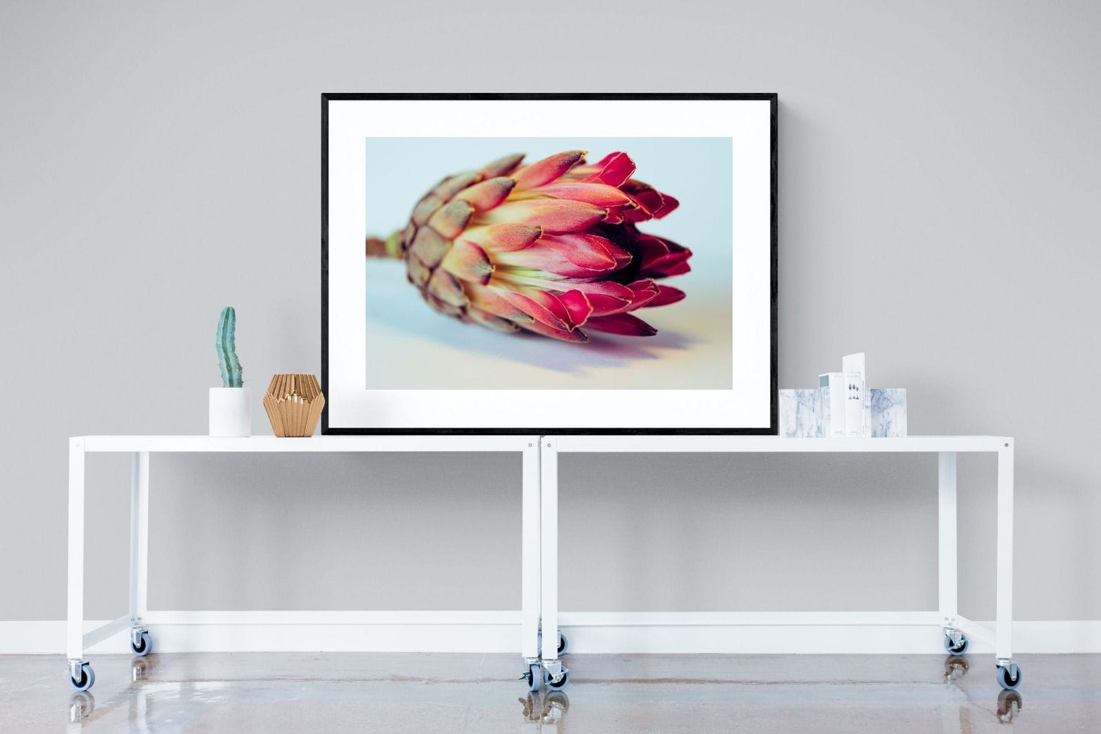 Protea Still Life-Wall_Art-120 x 90cm-Framed Print-Black-Pixalot