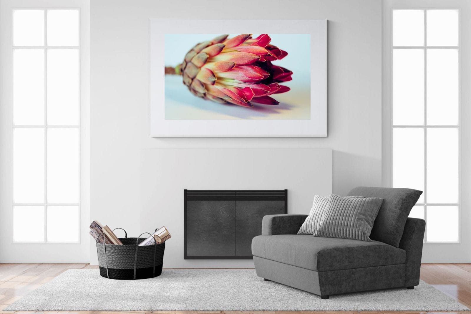Protea Still Life-Wall_Art-150 x 100cm-Framed Print-White-Pixalot