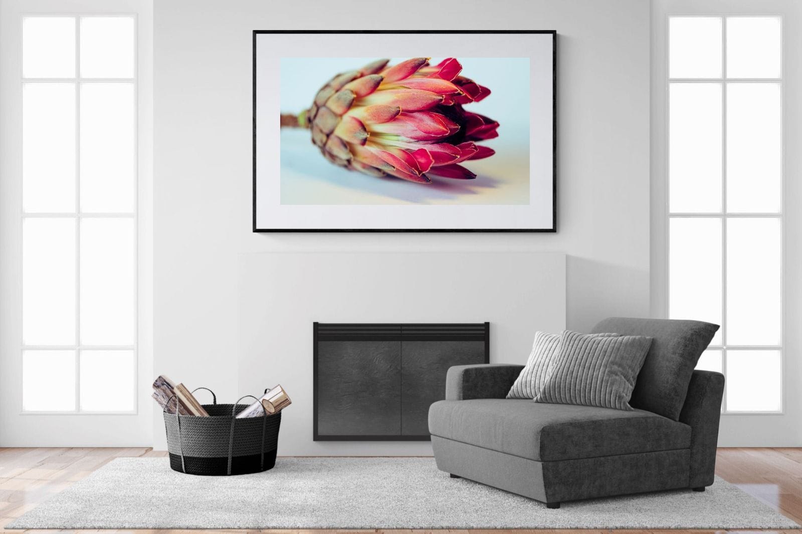Protea Still Life-Wall_Art-150 x 100cm-Framed Print-Black-Pixalot