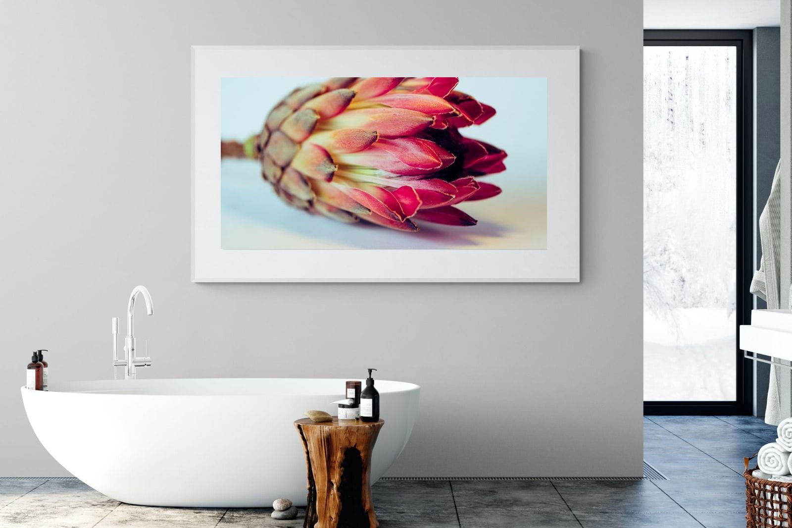 Protea Still Life-Wall_Art-180 x 110cm-Framed Print-White-Pixalot