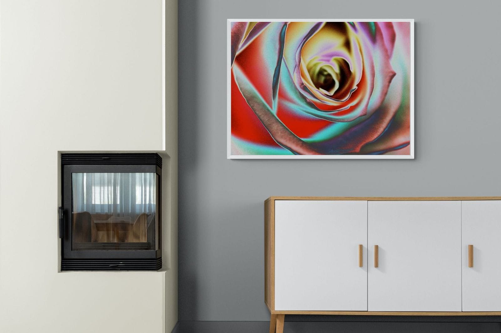 Psychedelic Rose-Wall_Art-100 x 75cm-Mounted Canvas-White-Pixalot